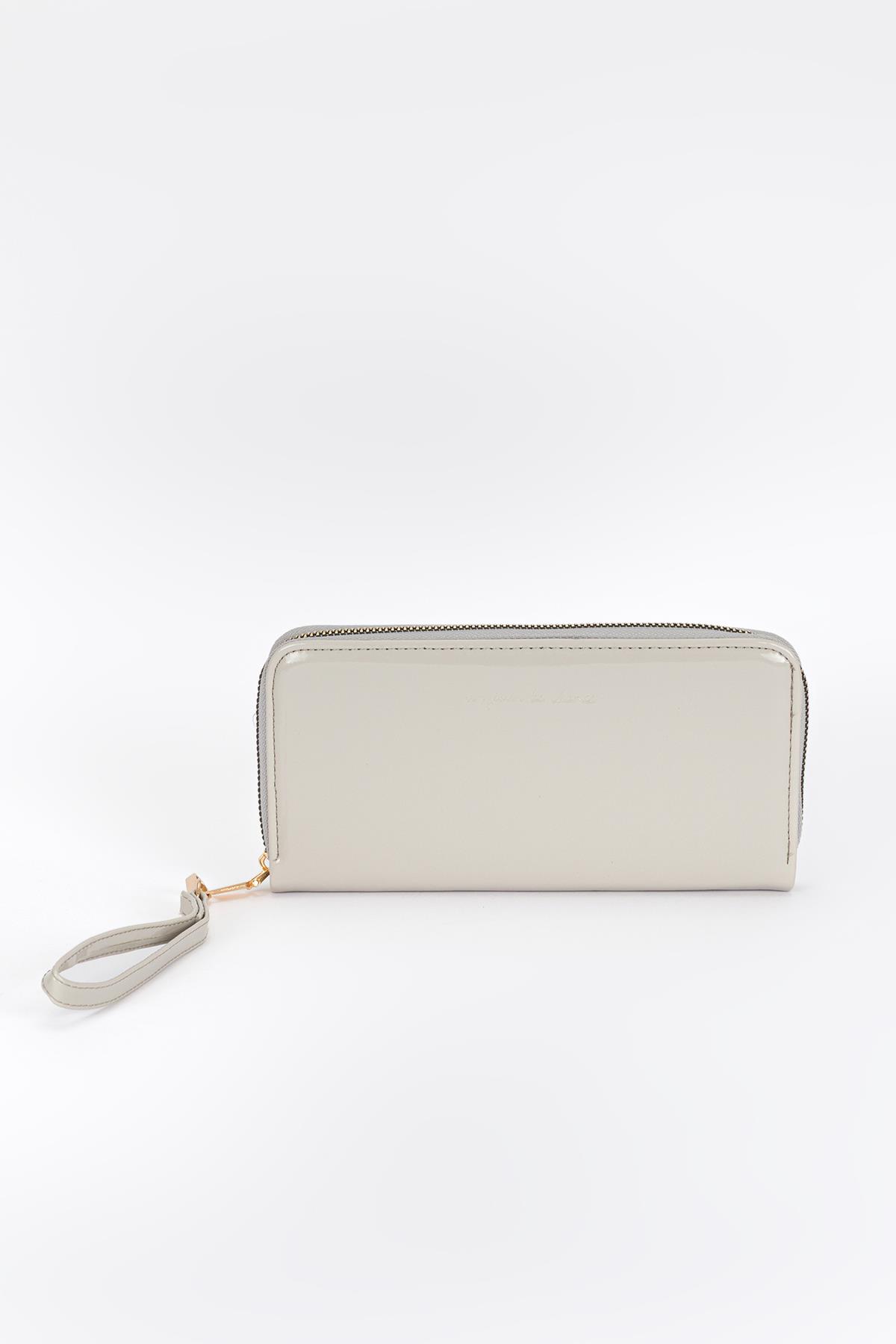 Clutch Mat Rugan Cüzdan Gri