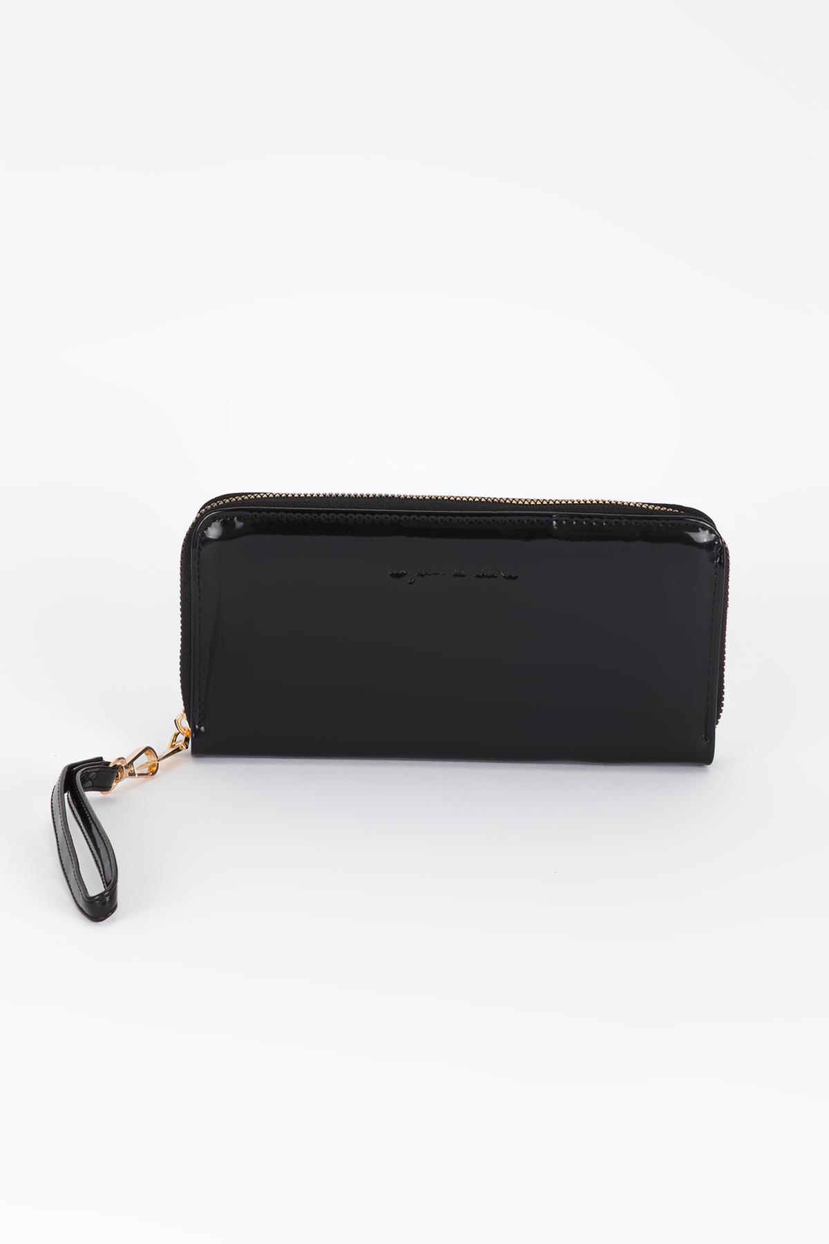 Clutch Mat Rugan Cüzdan Siyah