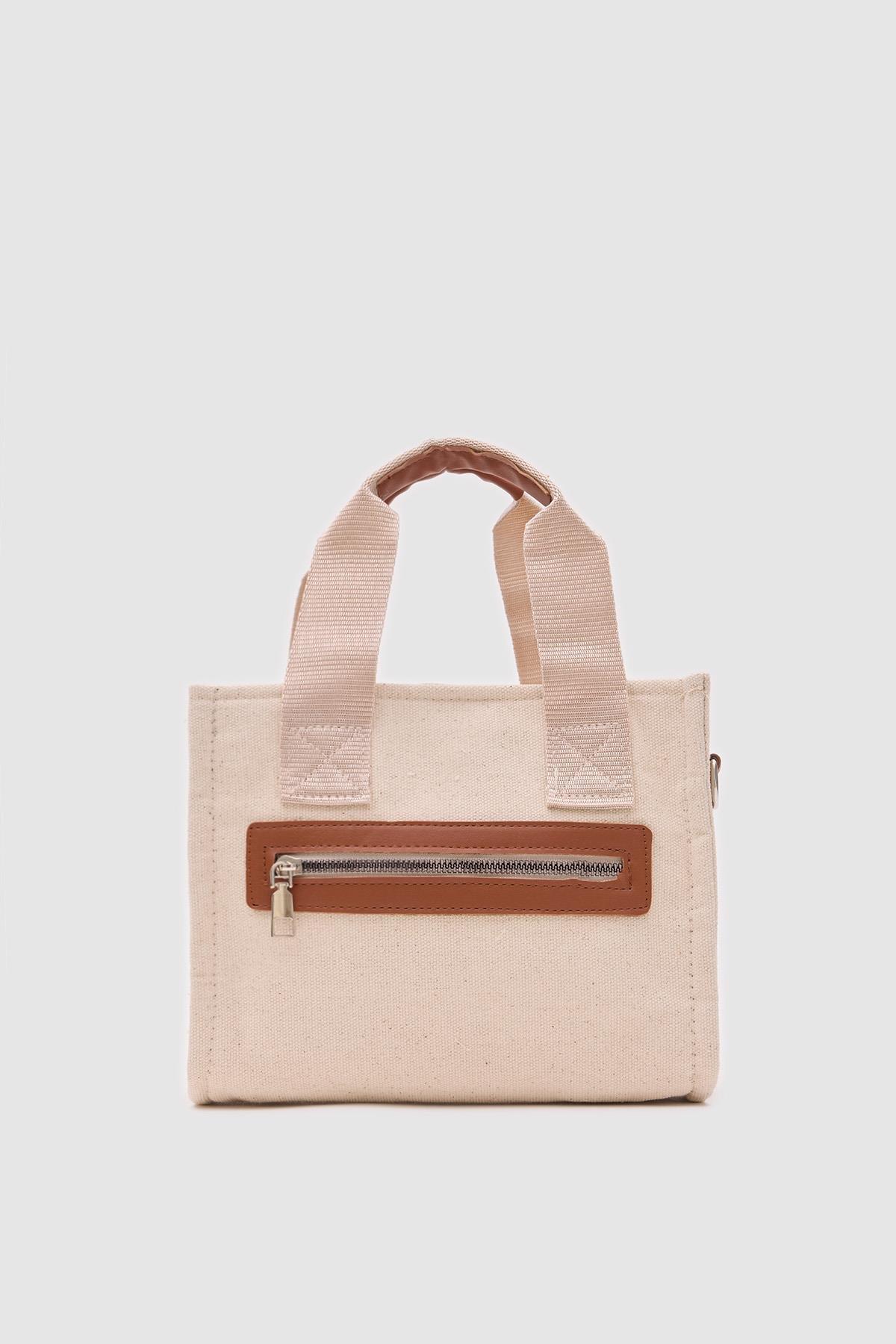 Deri Detaylı Çapraz Çanta Taba