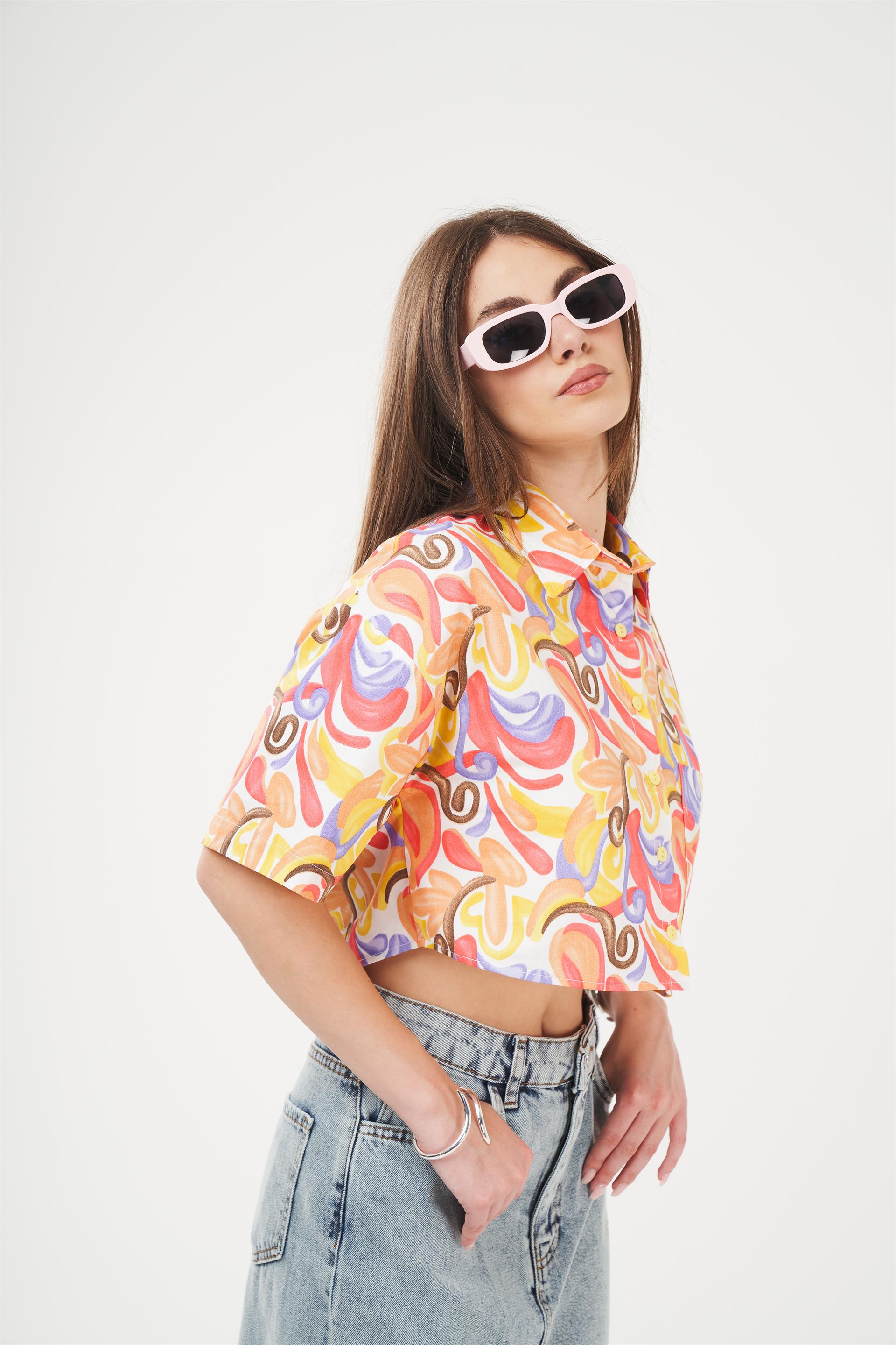 Desenli Kısa Gömlek