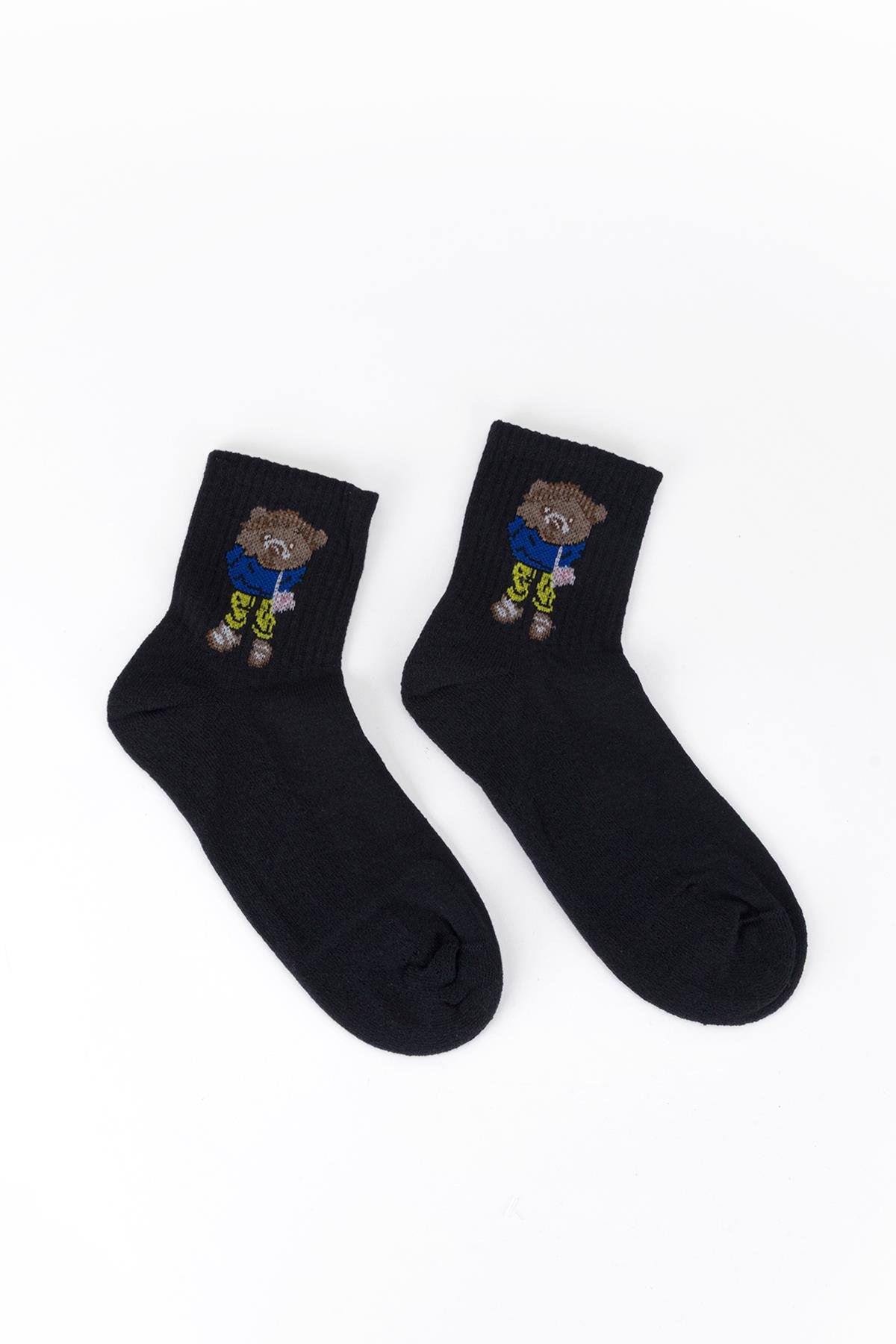 Desenli Uzun Penye Spor Çorap