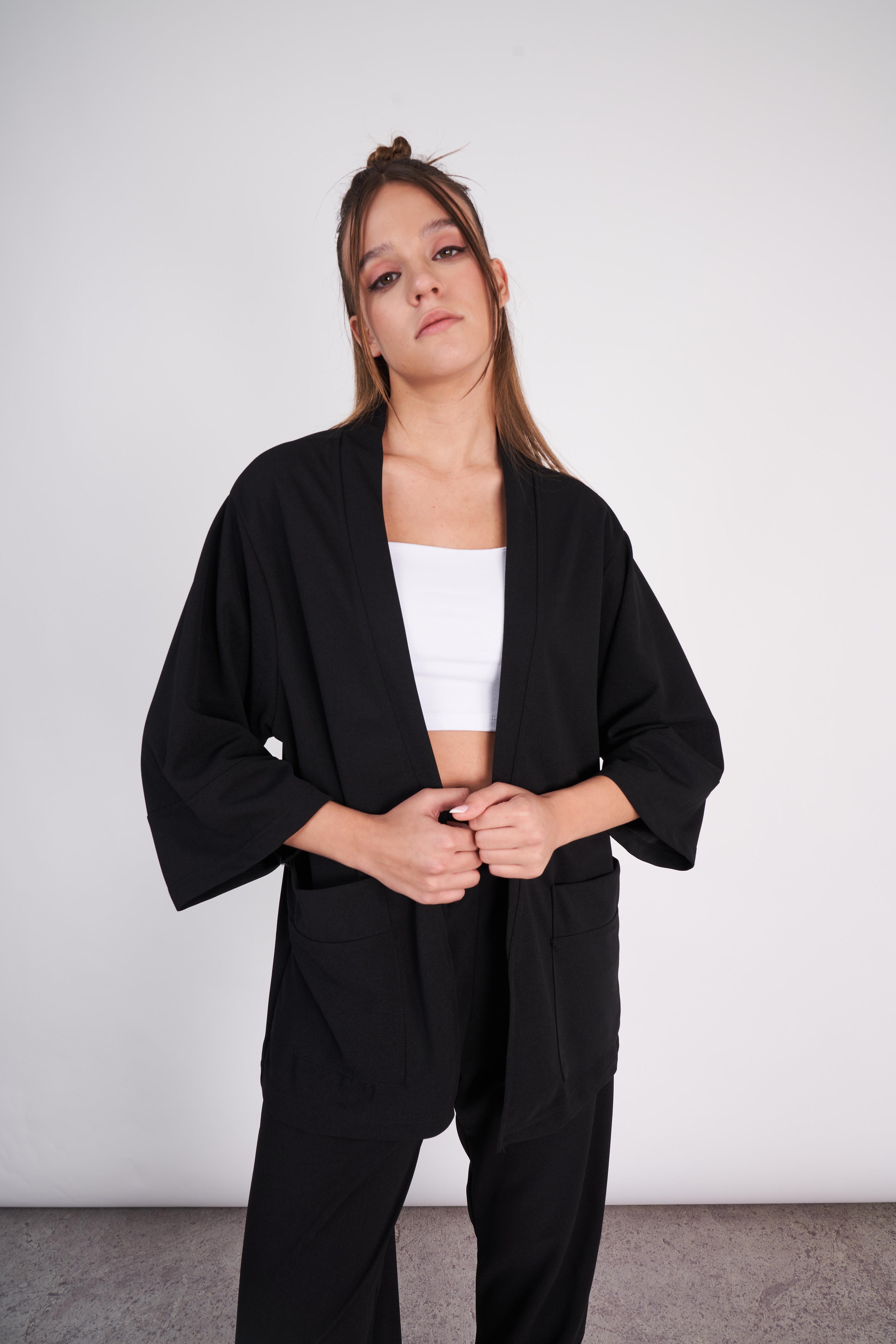 Dirsek Kol Kimono Siyah