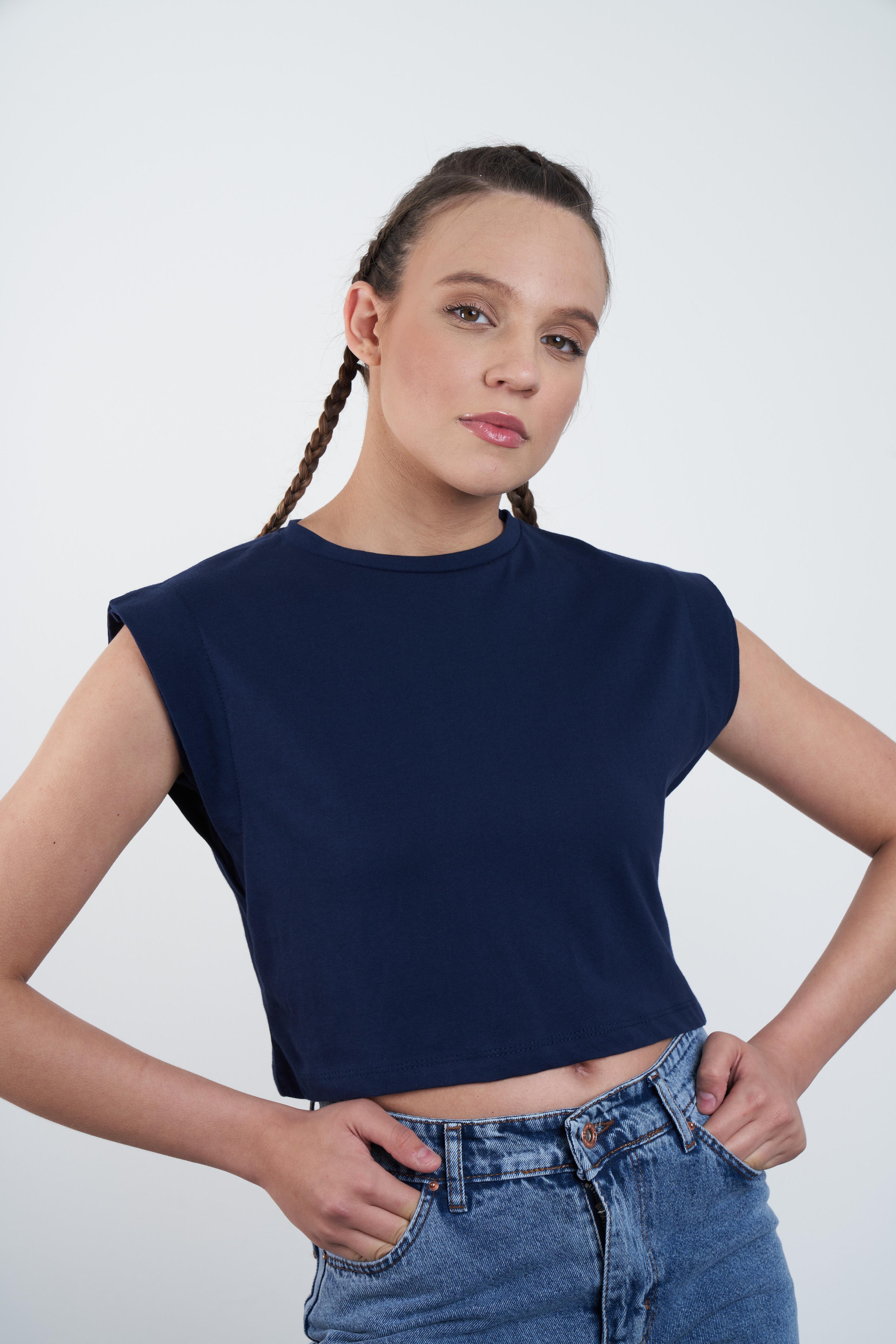 Duble Kol Kolsuz T-shirt Lacivert