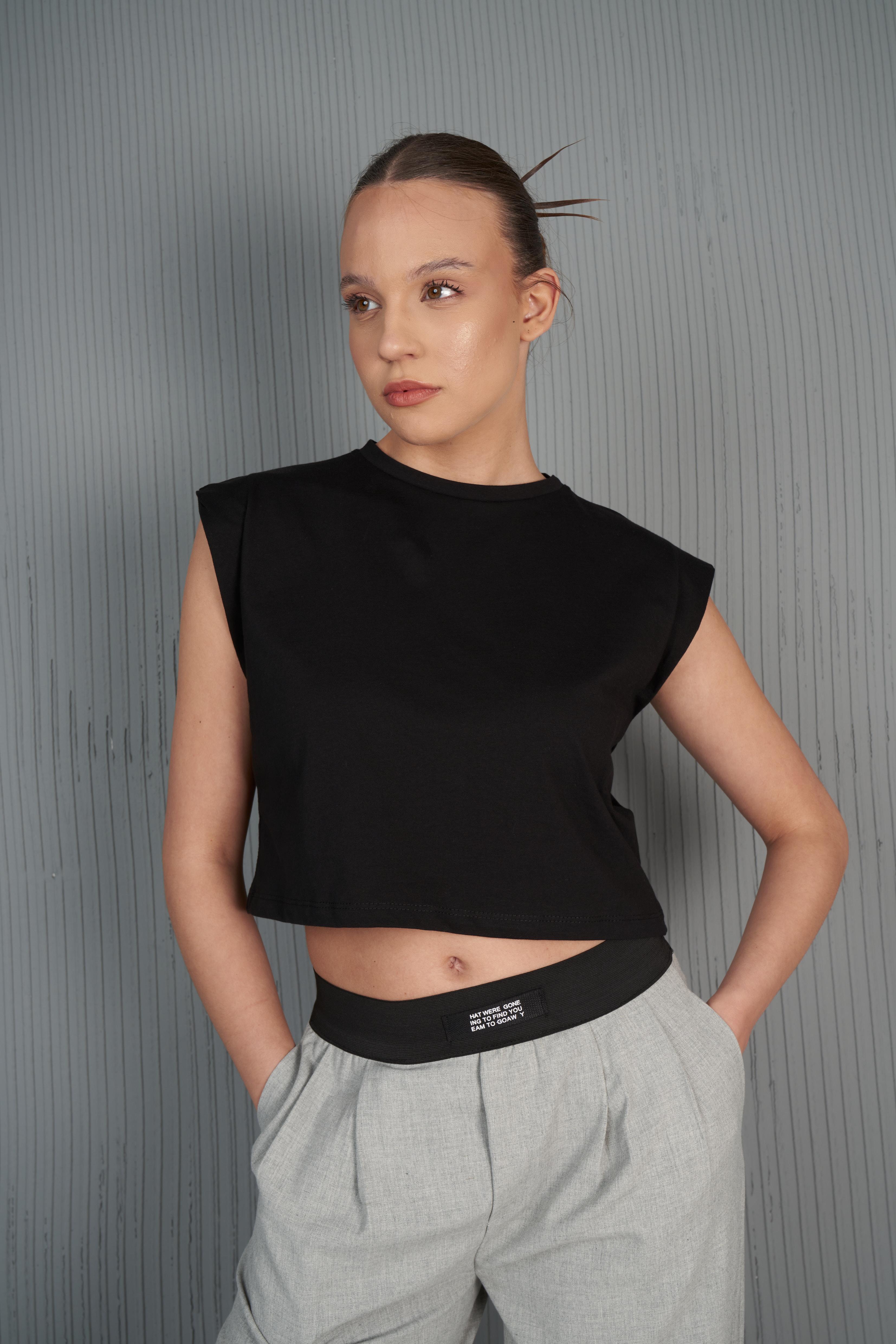 Duble Kol Kolsuz T-shirt Siyah