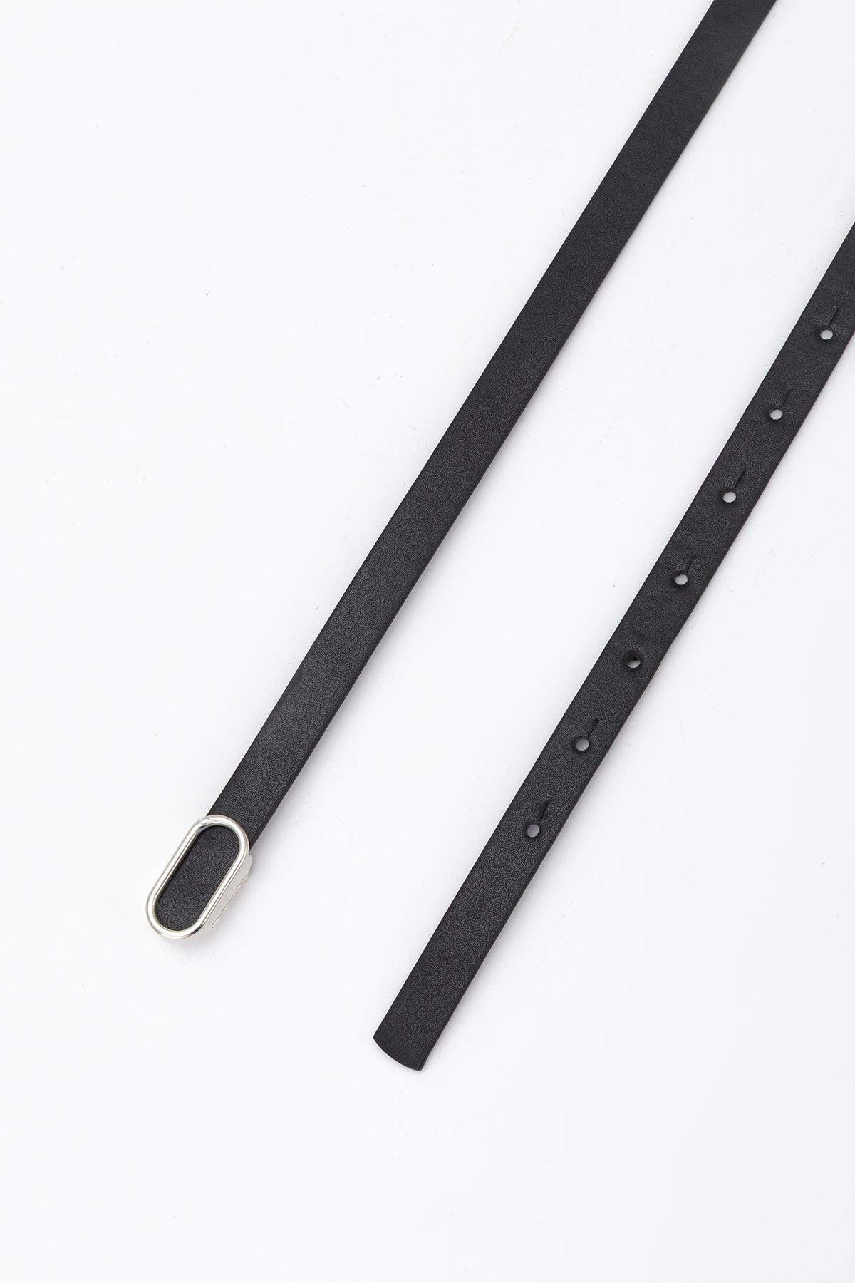 Elips Tokalı İnce Kemer Siyah