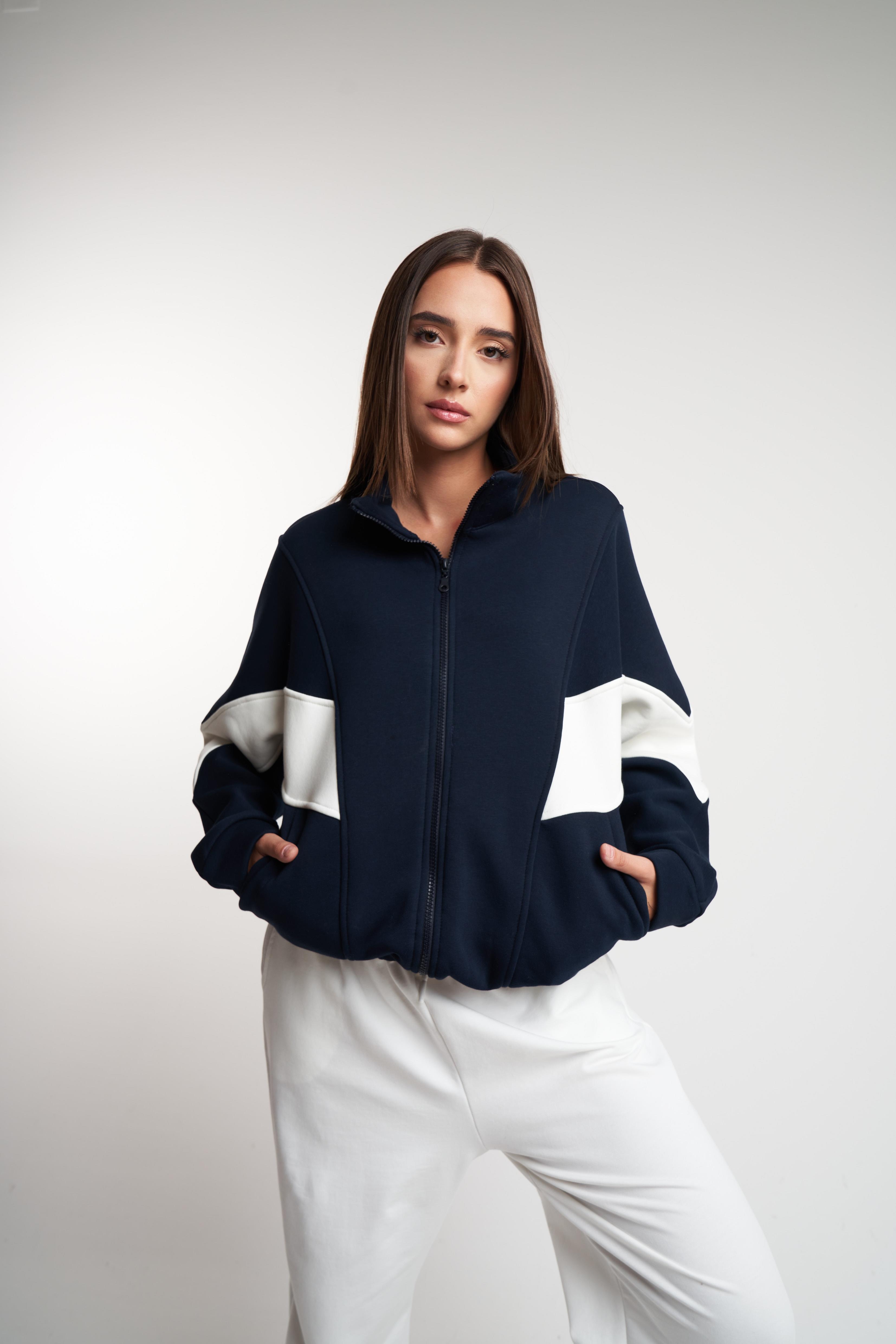 Fermuarlı Şardonlu Sweat Mont Laci-Ekru