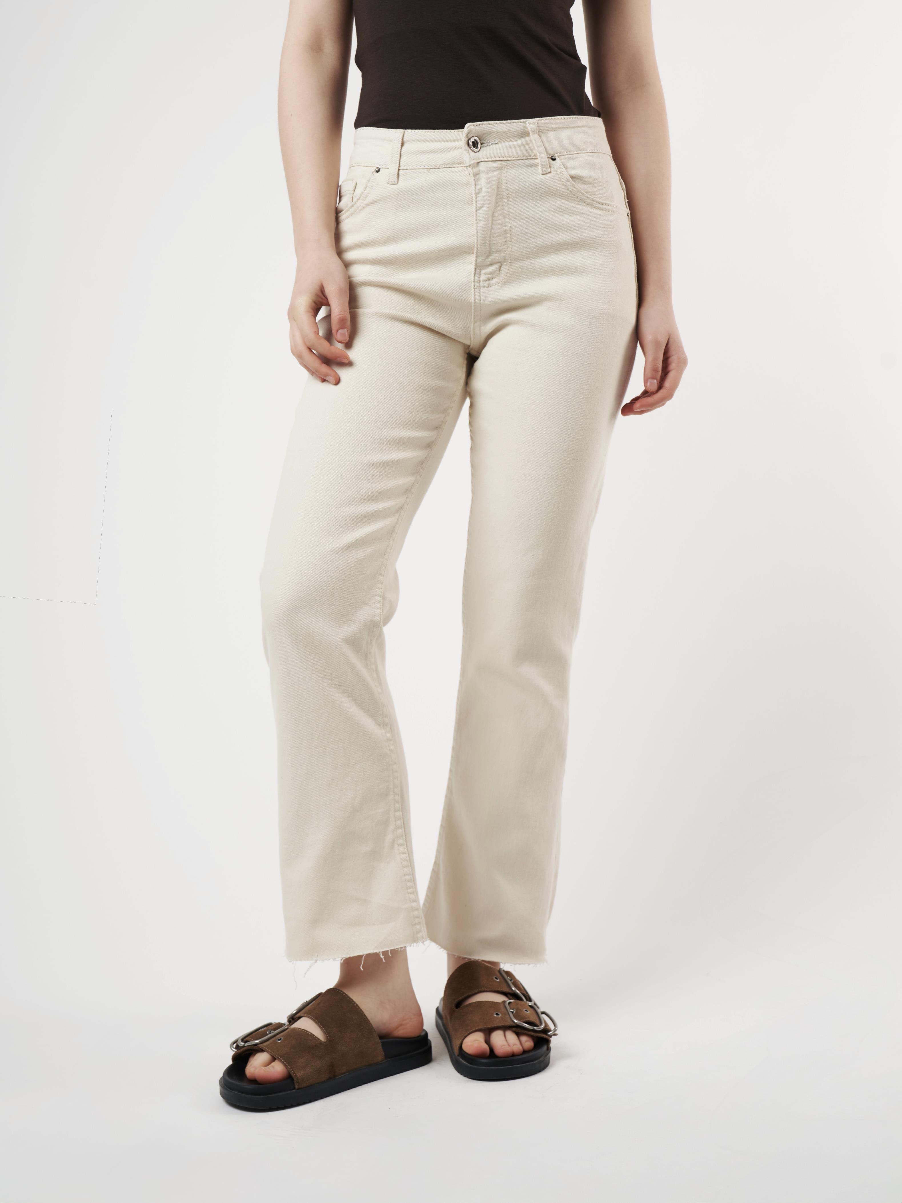 Flare Fit Jean Pantolon Ekru