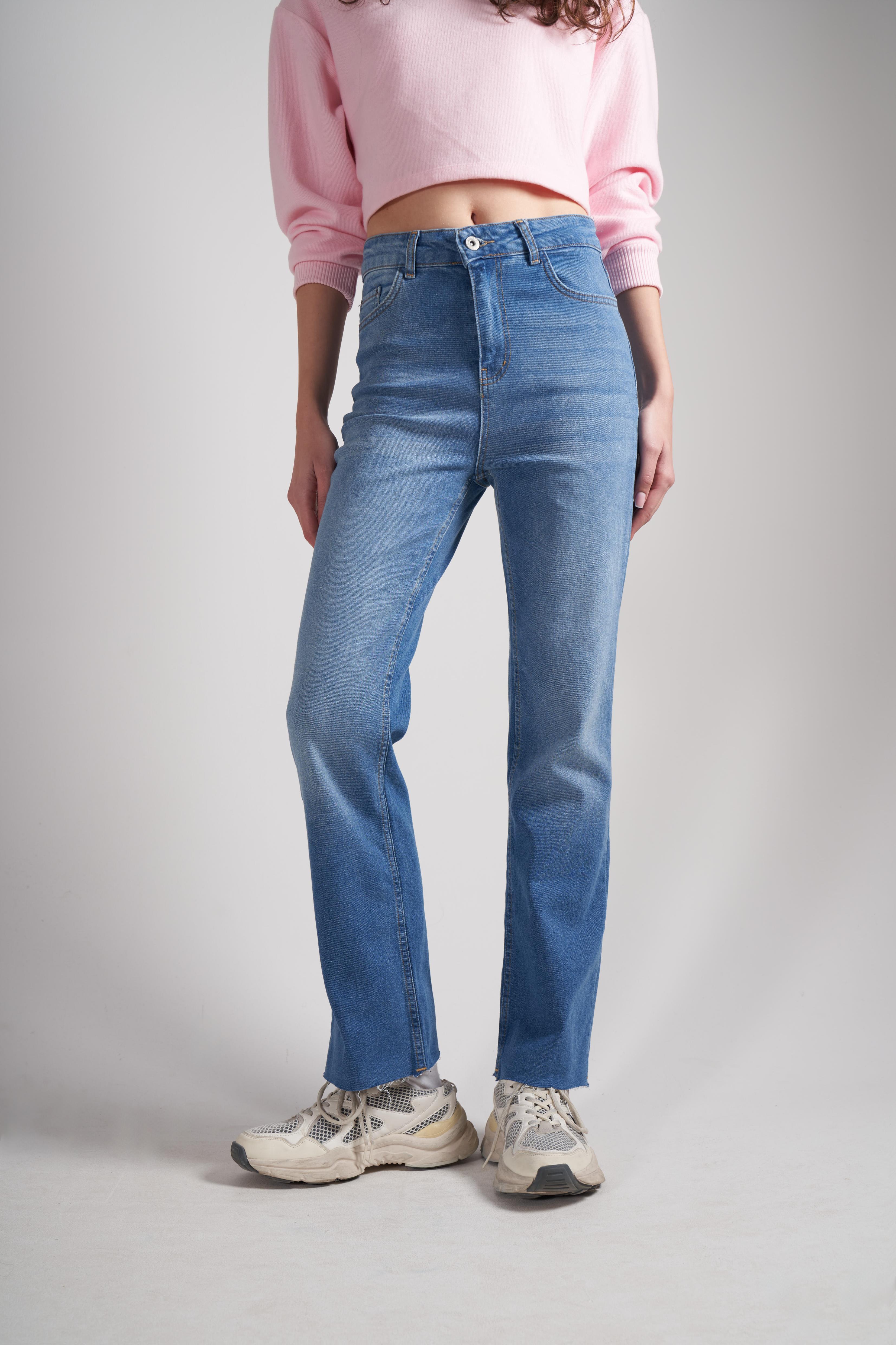 Flare Fit Jean Pantolon Koyu Mavi