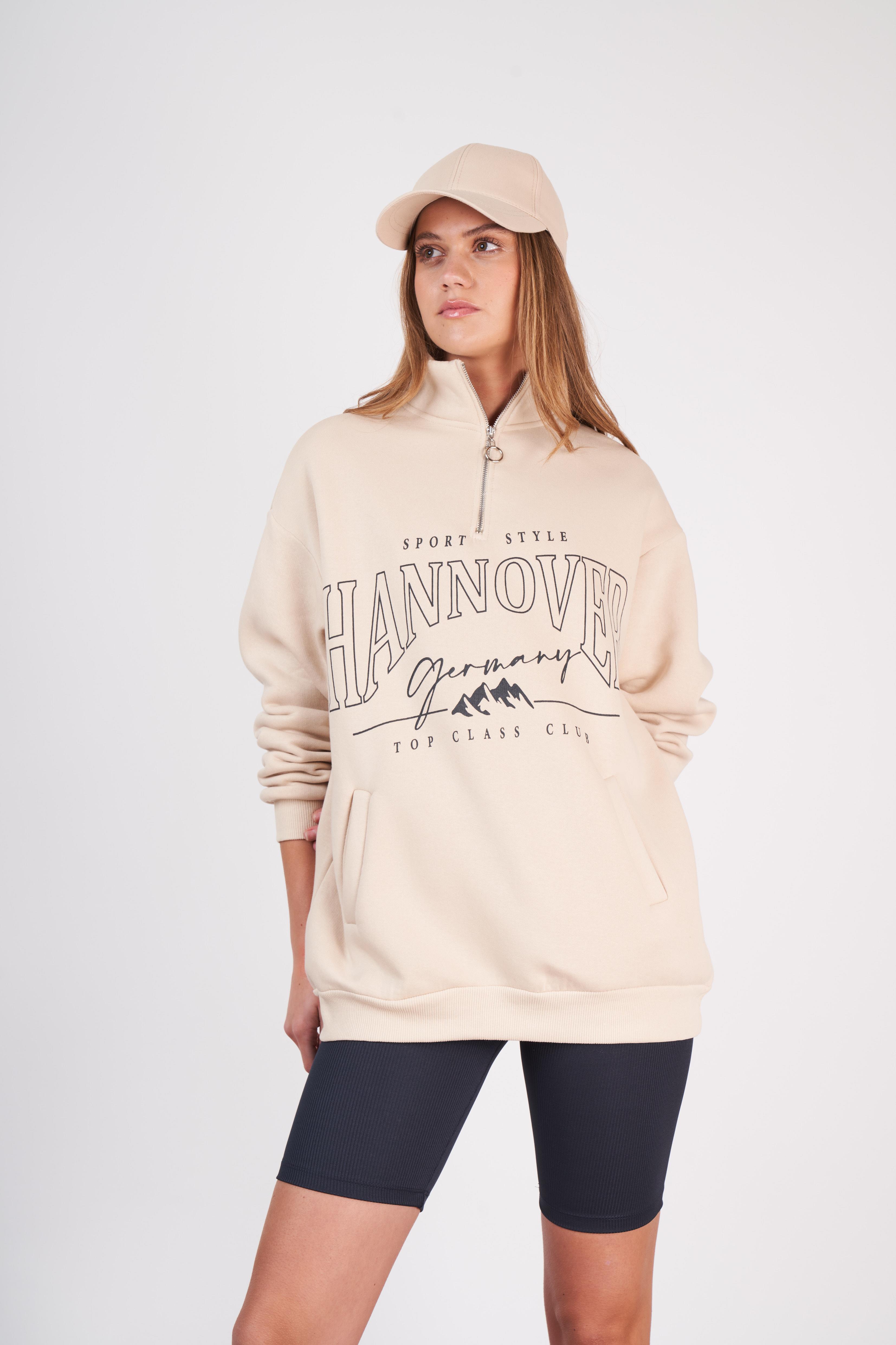 Hannover Baskılı Sweatshirt Taş
