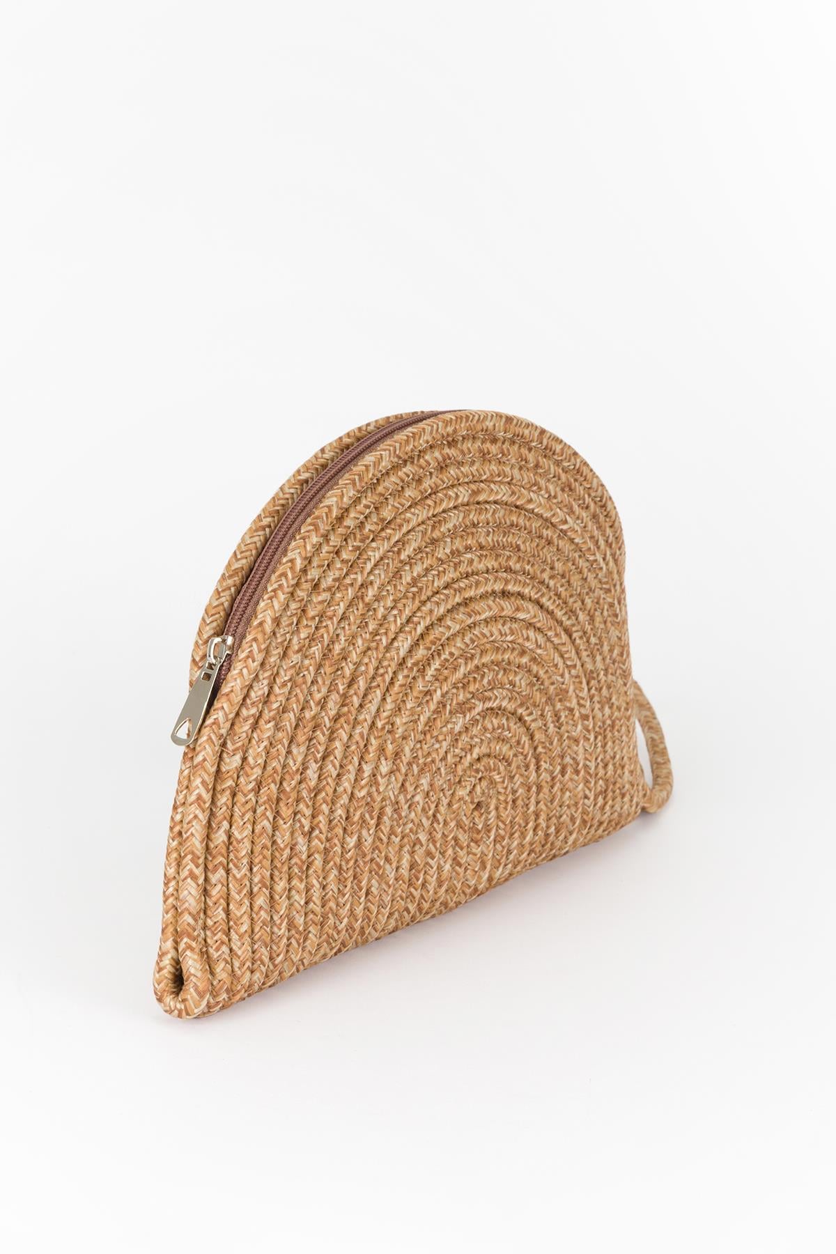 Hasır Clutch Çanta Bej