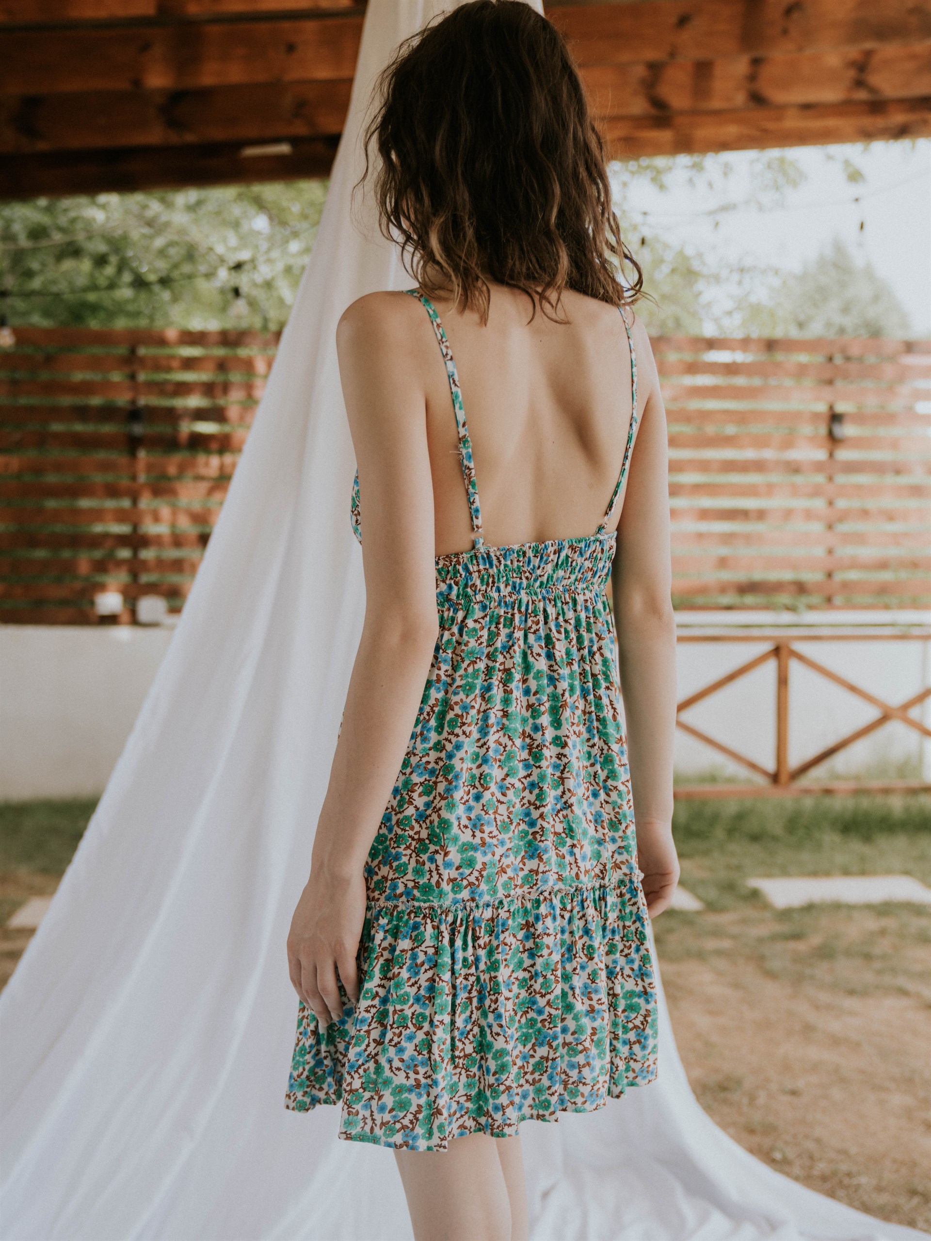 Ip Askılı Desenli Elbise