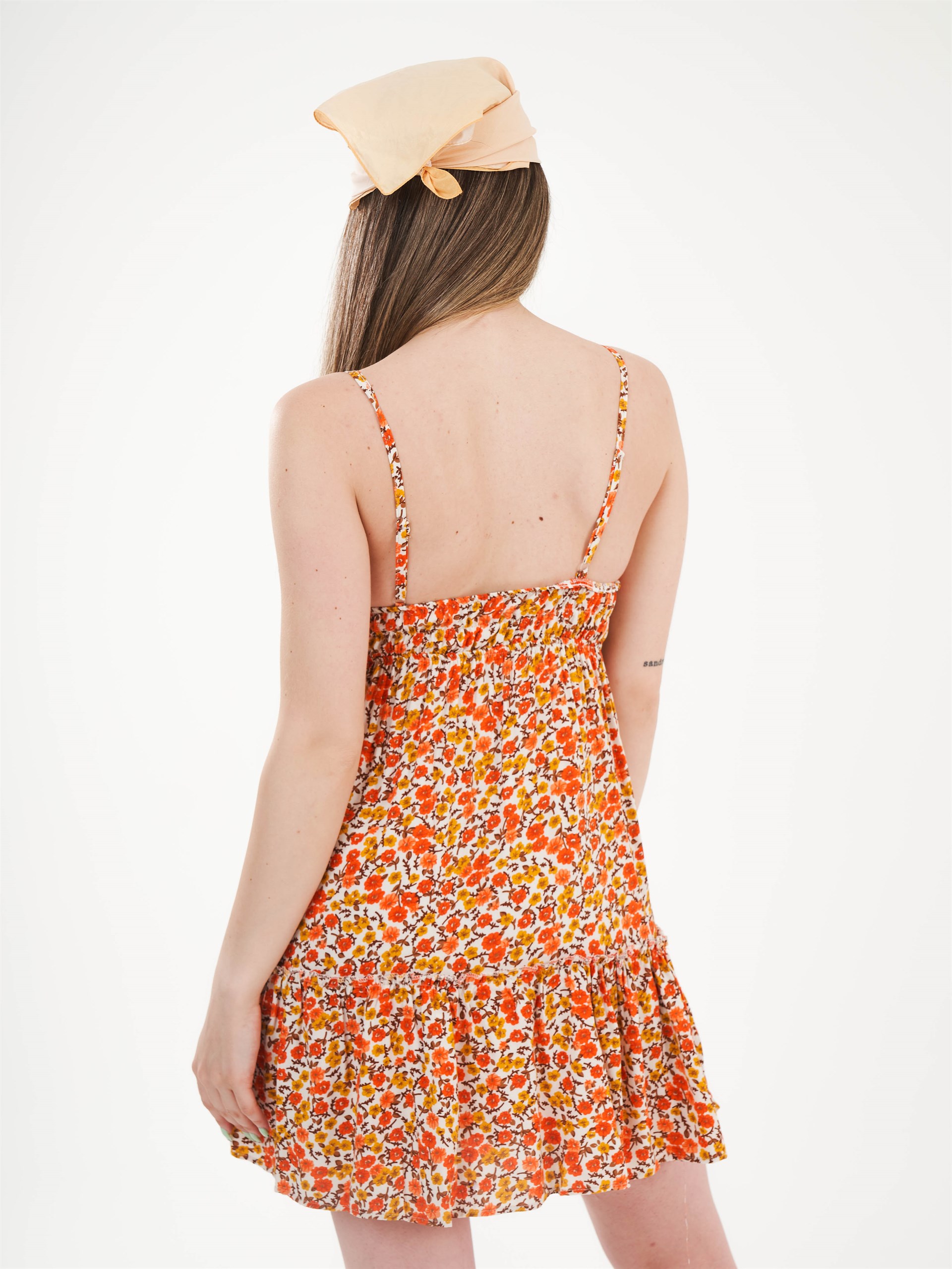 Ip Askılı Desenli Elbise