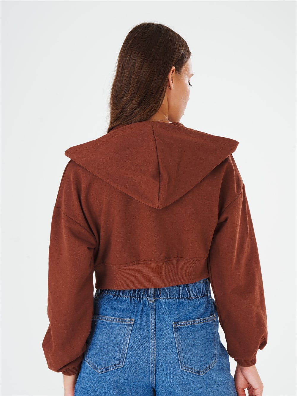 Kapüşonlu Kanguru Cep Sweatshirt Ceket