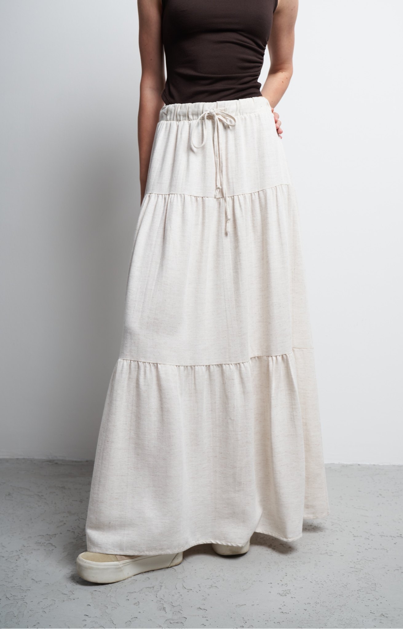 Keten Uzun Etek Ekru