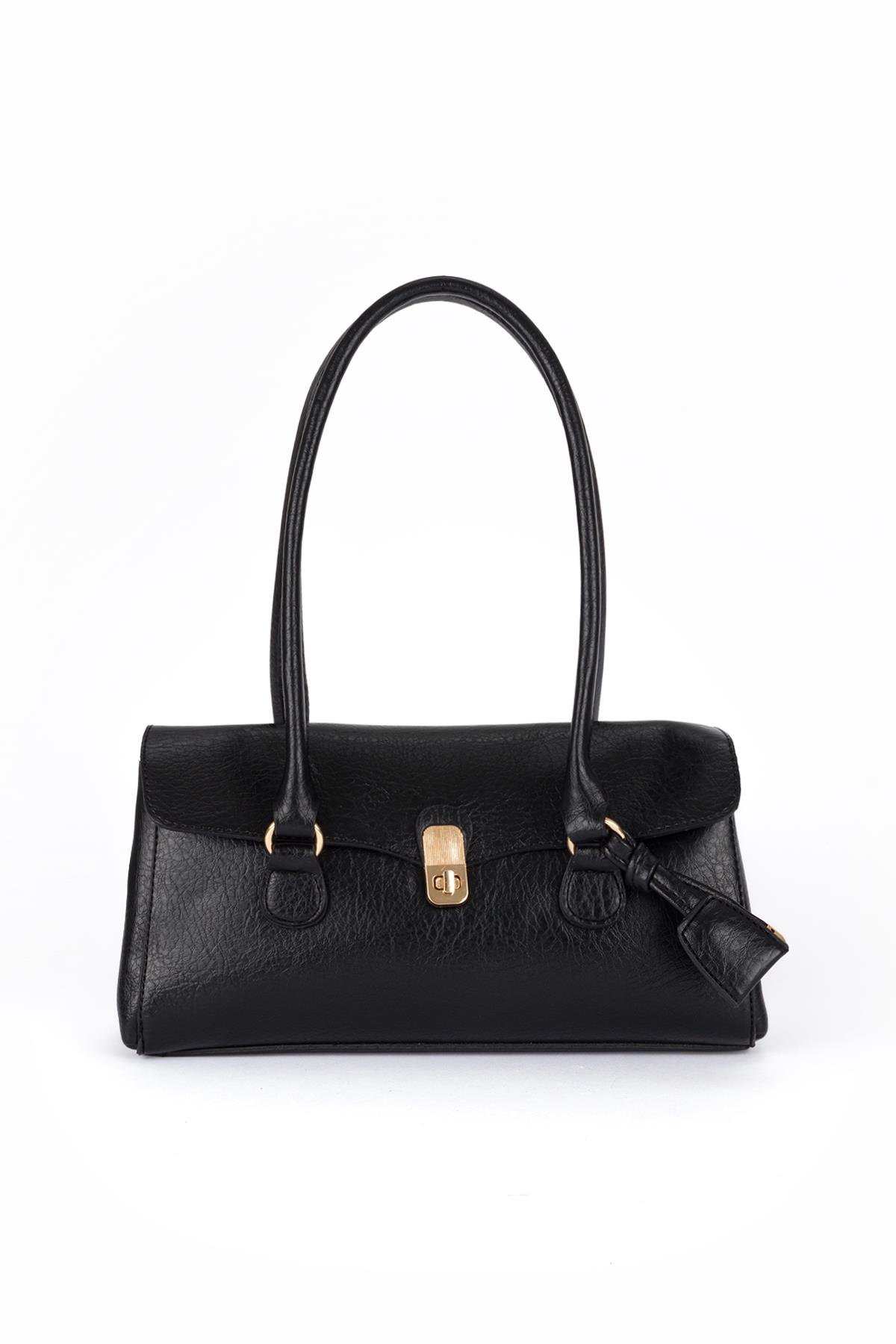 Kilitli Omuz Çantası Siyah