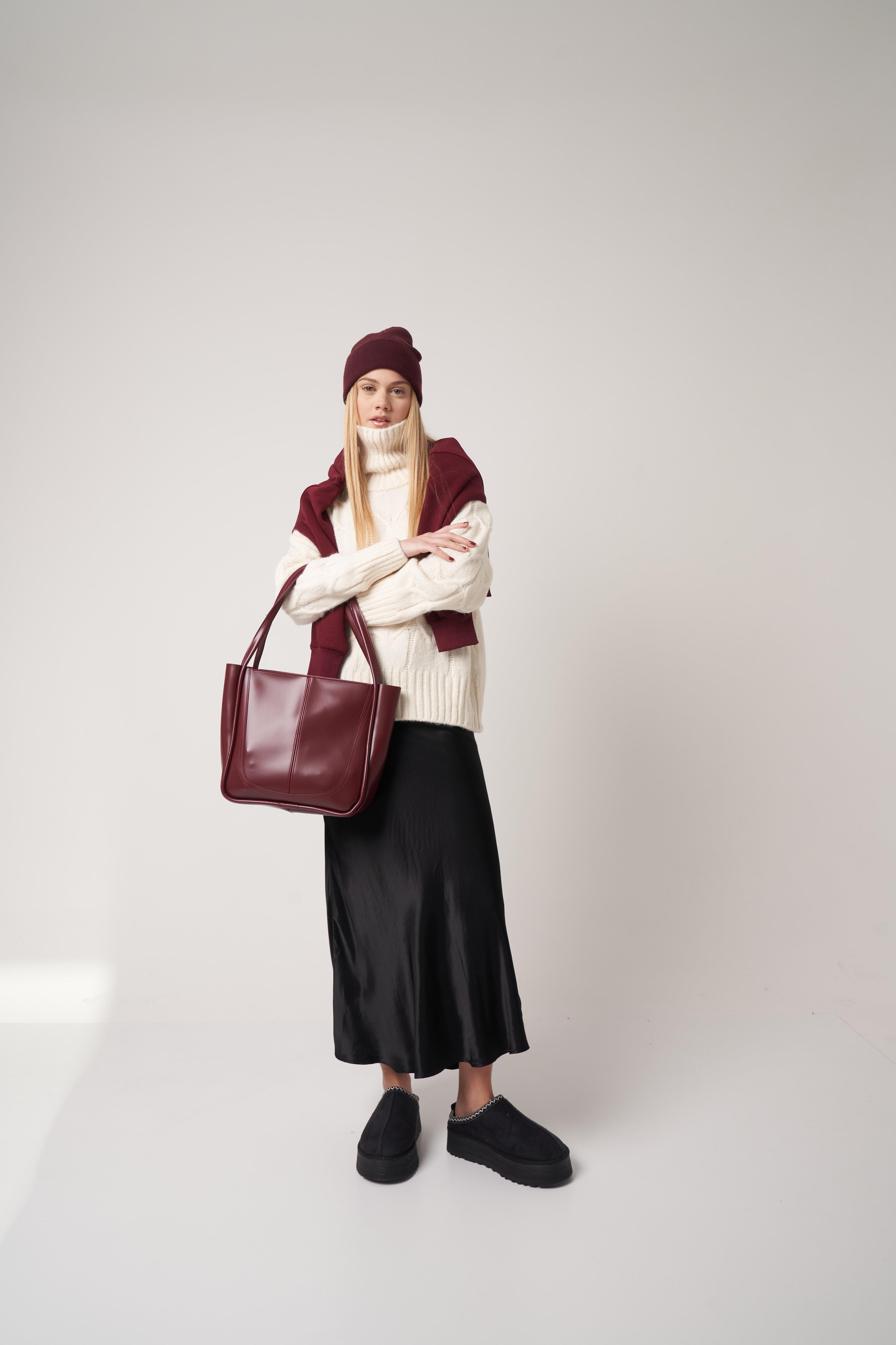 Makyaj Çantalı Omuz Çantası Bordo