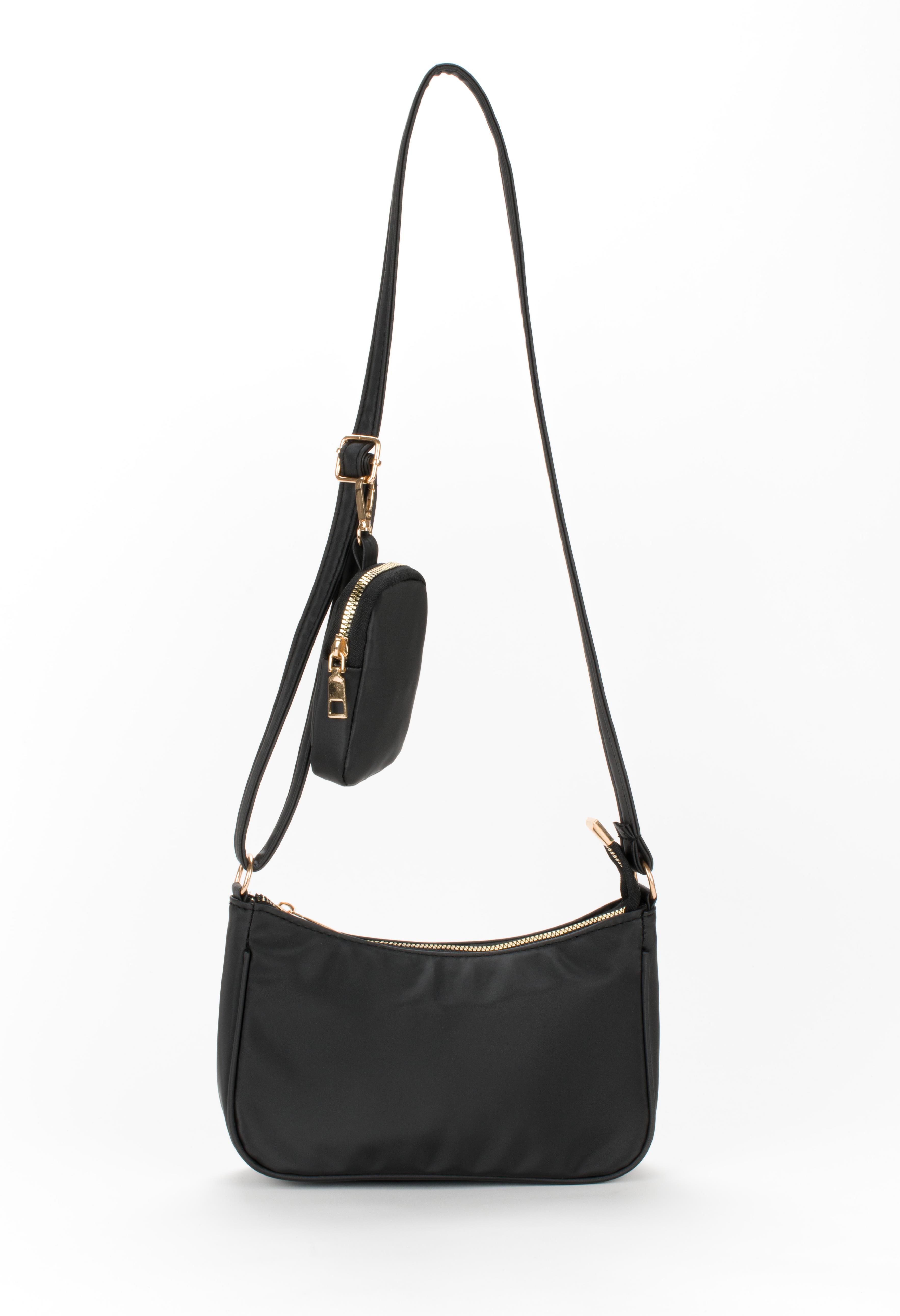 Mini Cüzdanlı Baget Çanta Siyah