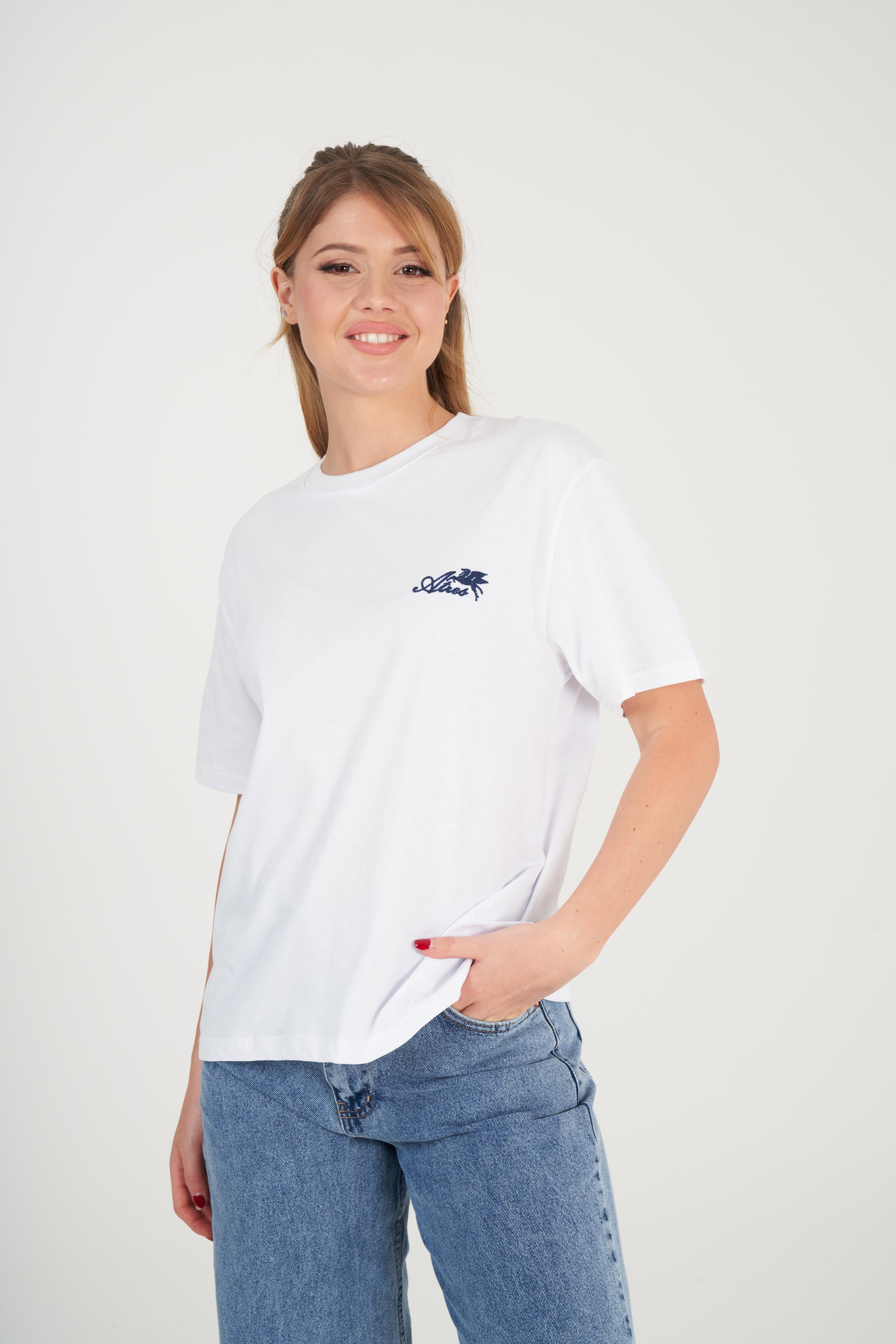 Nakış Baskılı T-shirt Beyaz