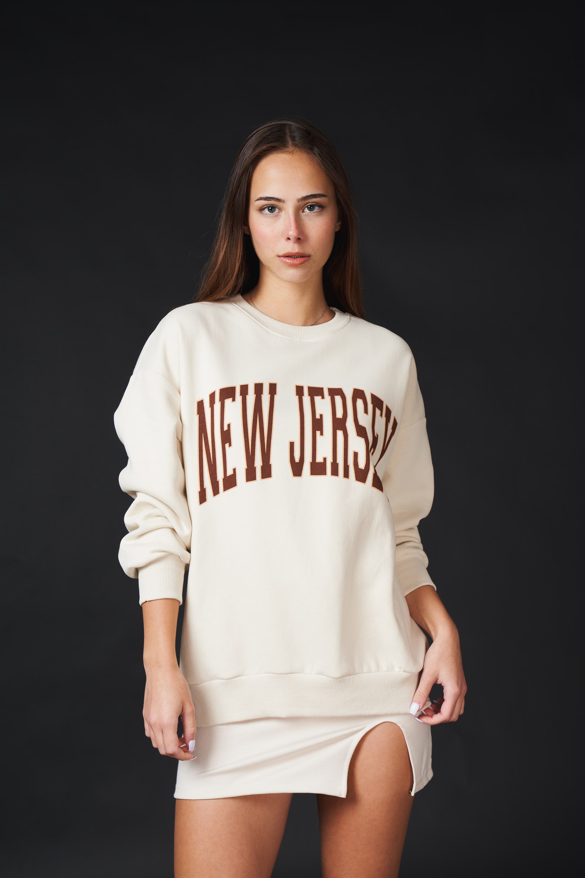 New Jersey Yazı Baskılı Sweatshirt