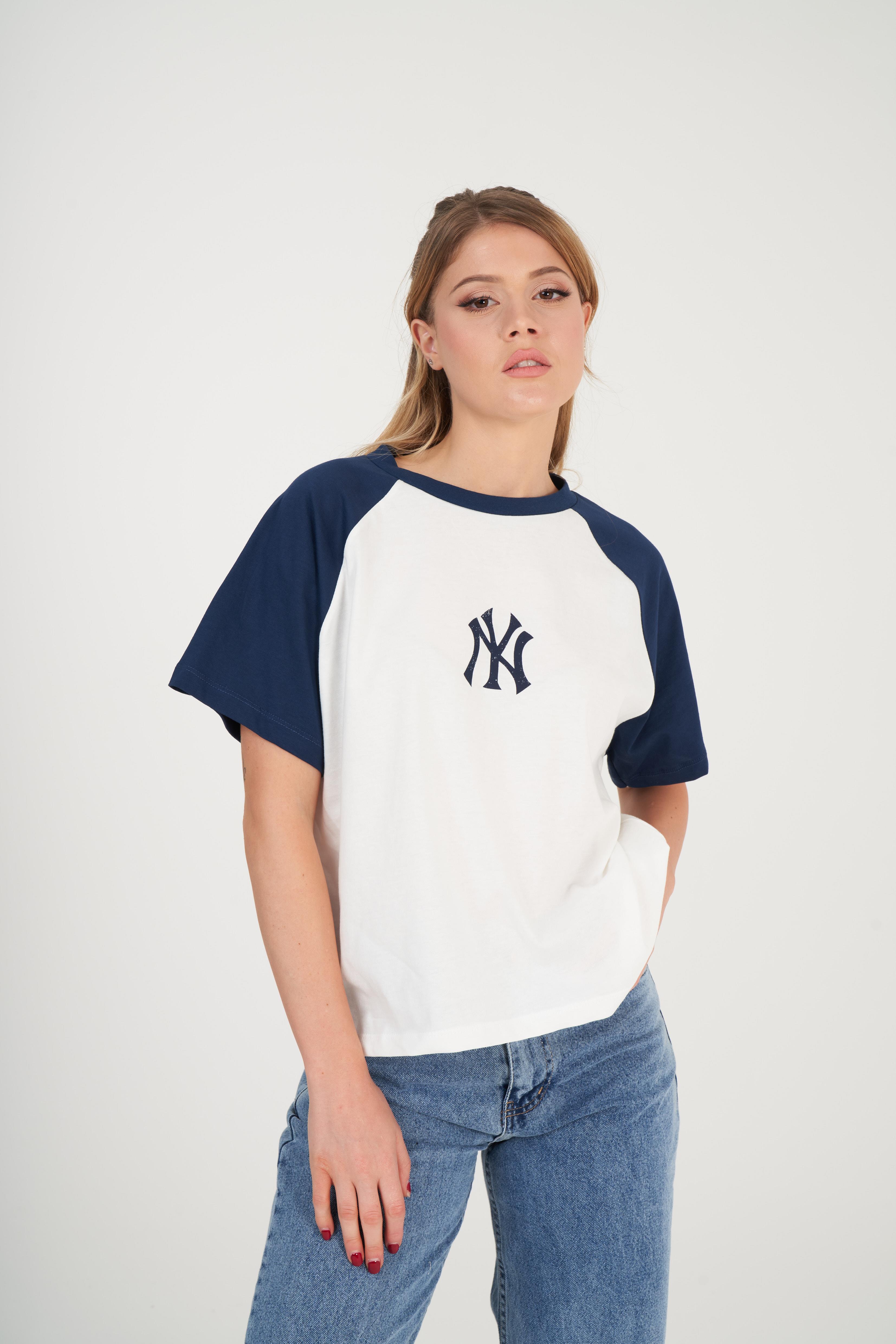 NY Baskılı T-shirt Lacivert-Ekru