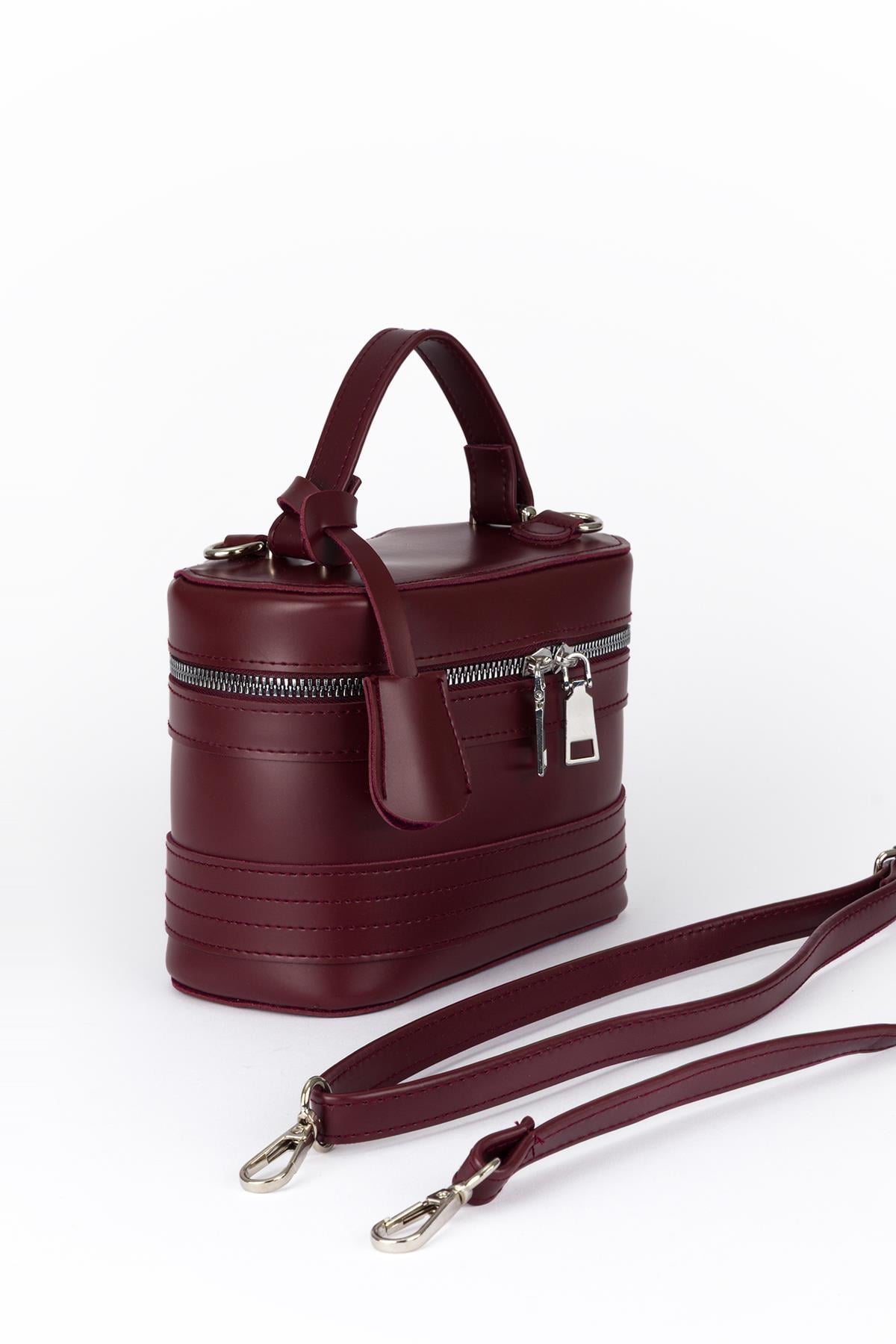 Oval Çapraz Çanta Bordo