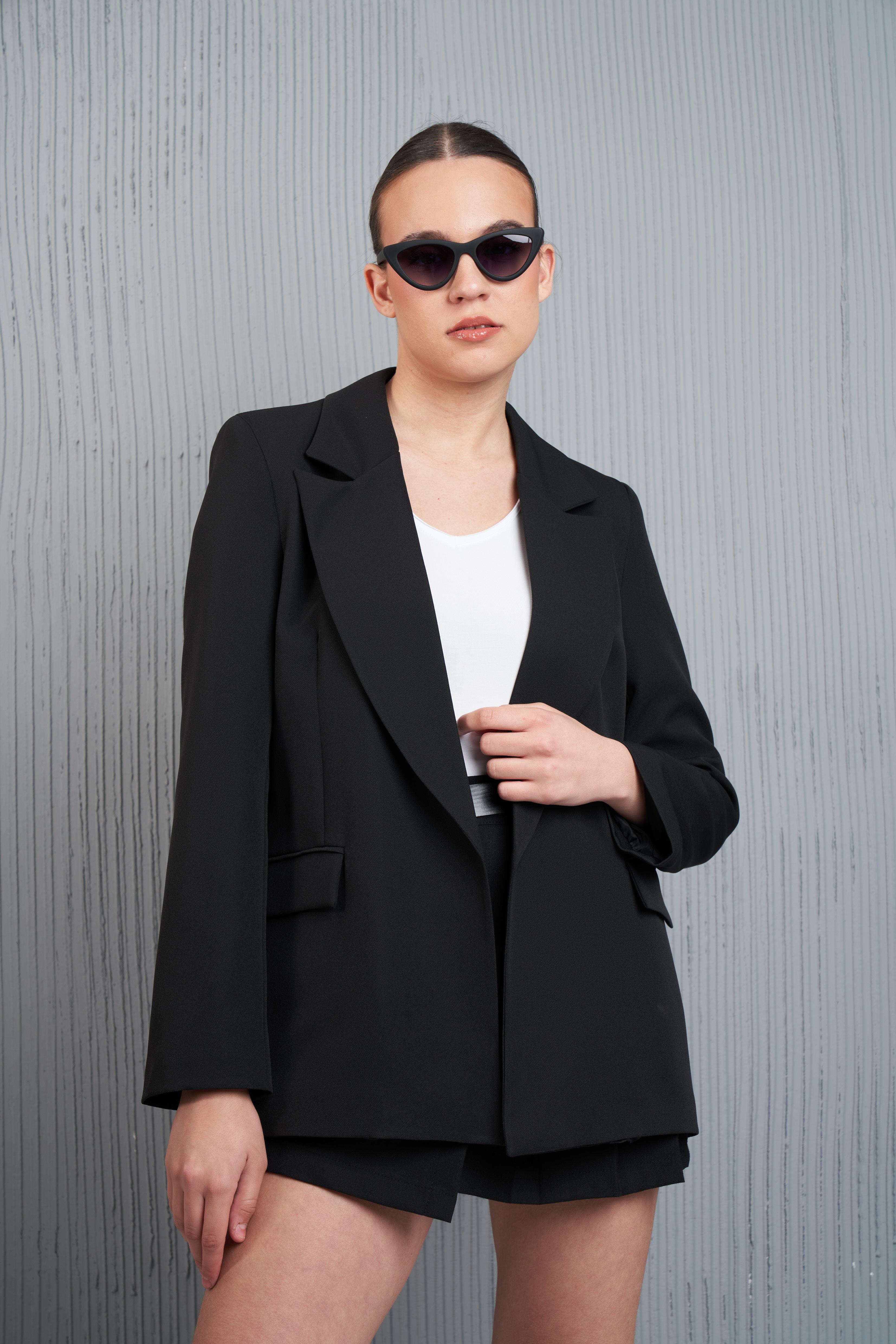 Oversize Blazer Ceket Siyah - Ambar Giyim