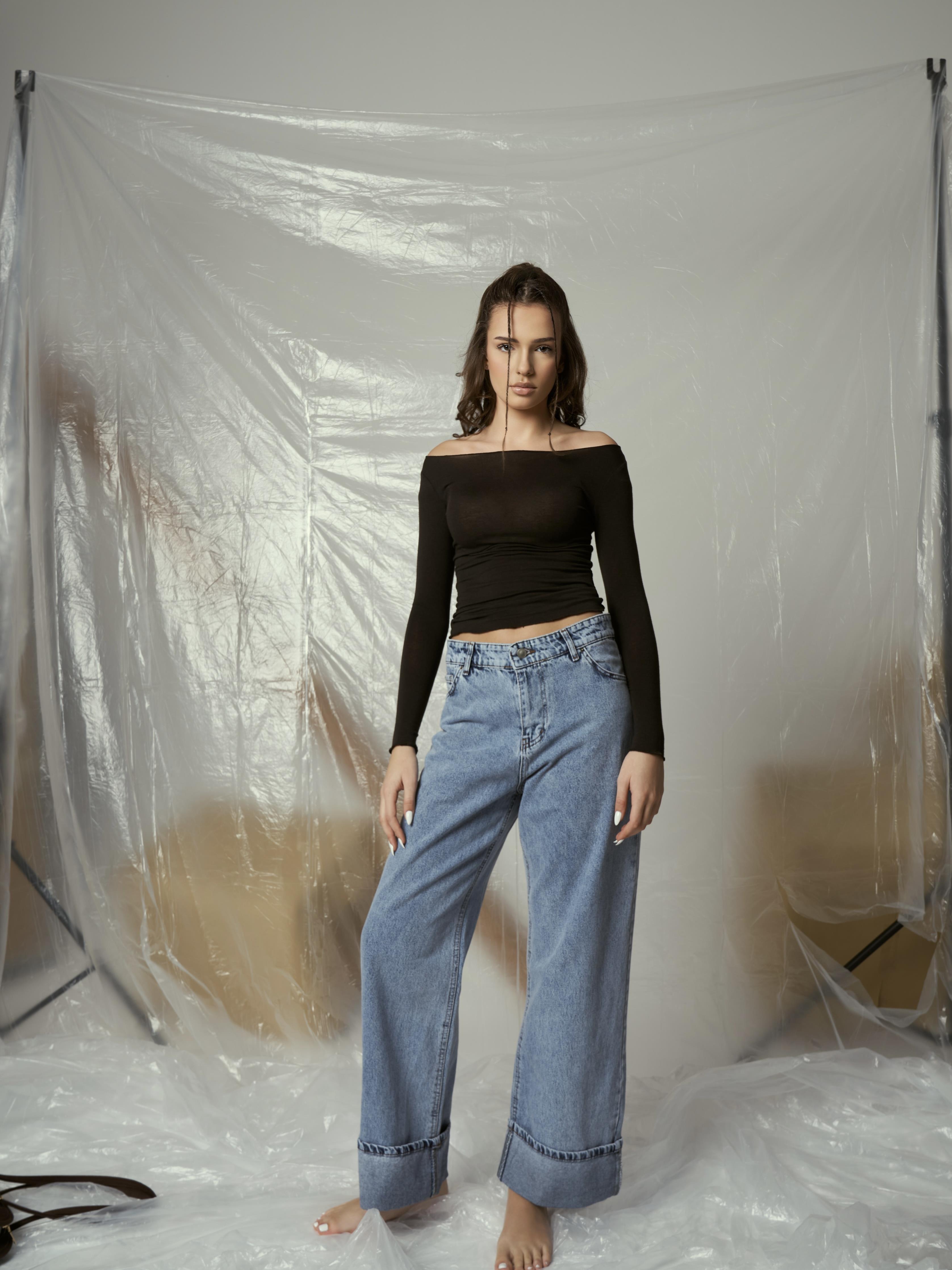 Palazzo Jean Pantolon Mavi Kar Yıkama