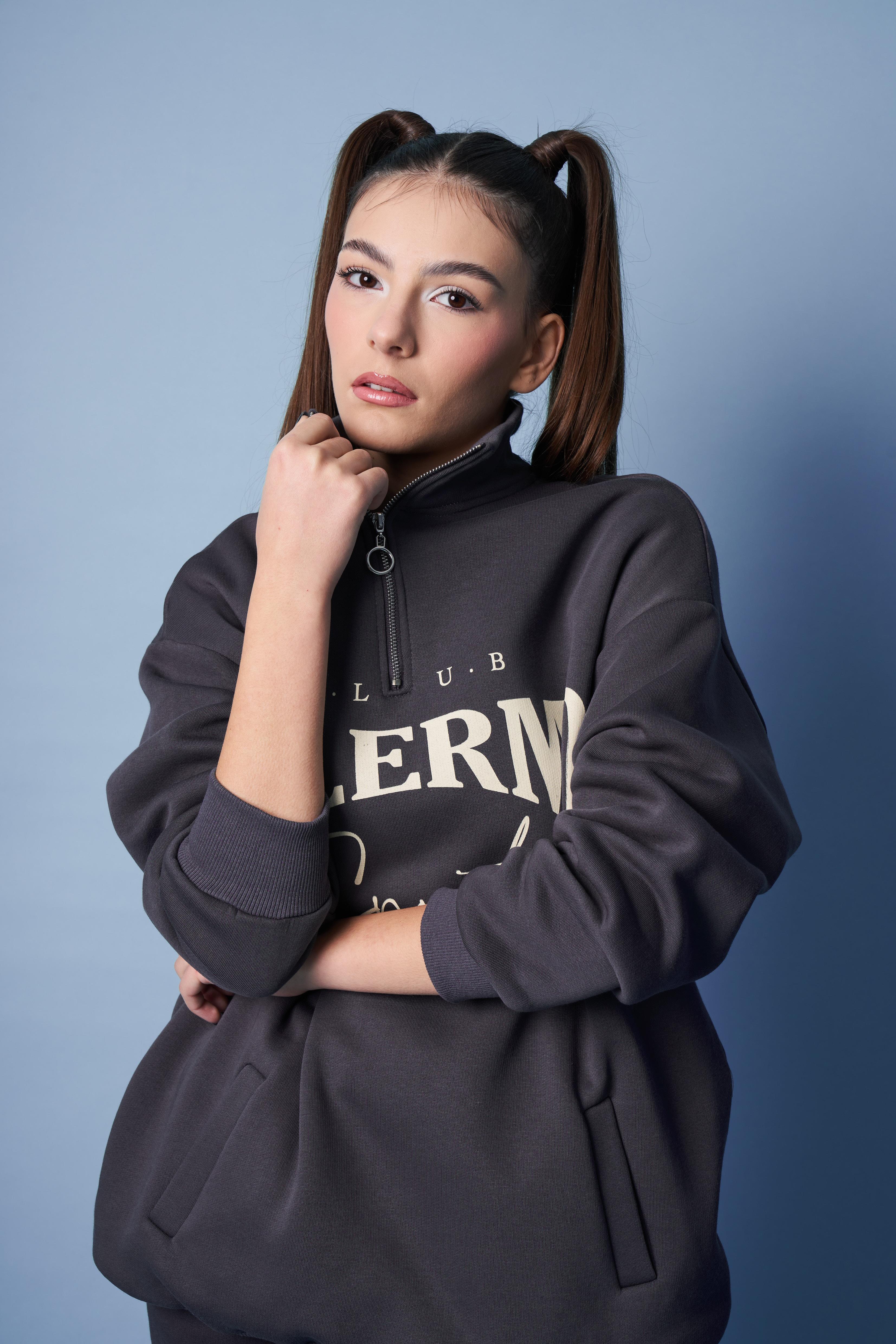 Palermo Baskılı Sweatshirt Antrasit