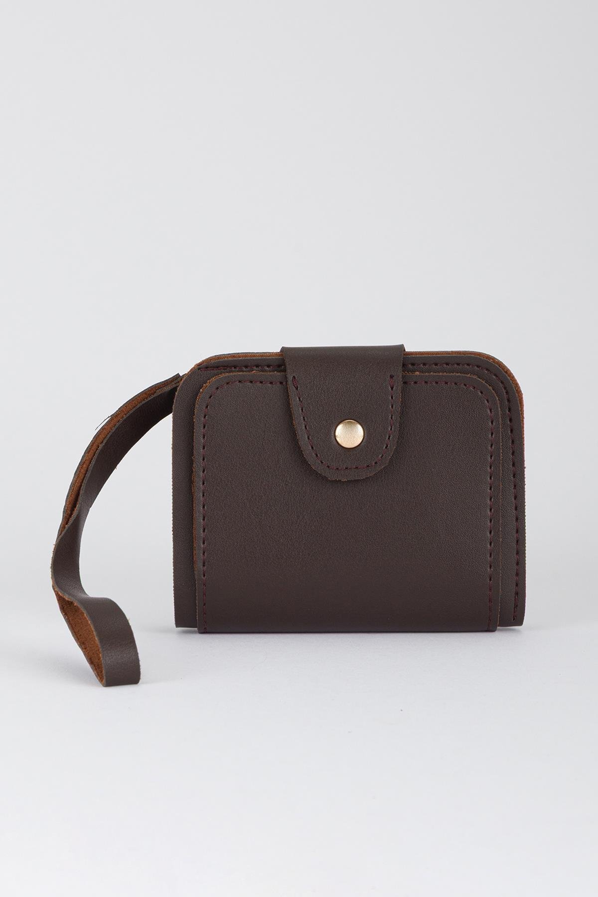 Patlı Kante Kumaş Cüzdan Kahve