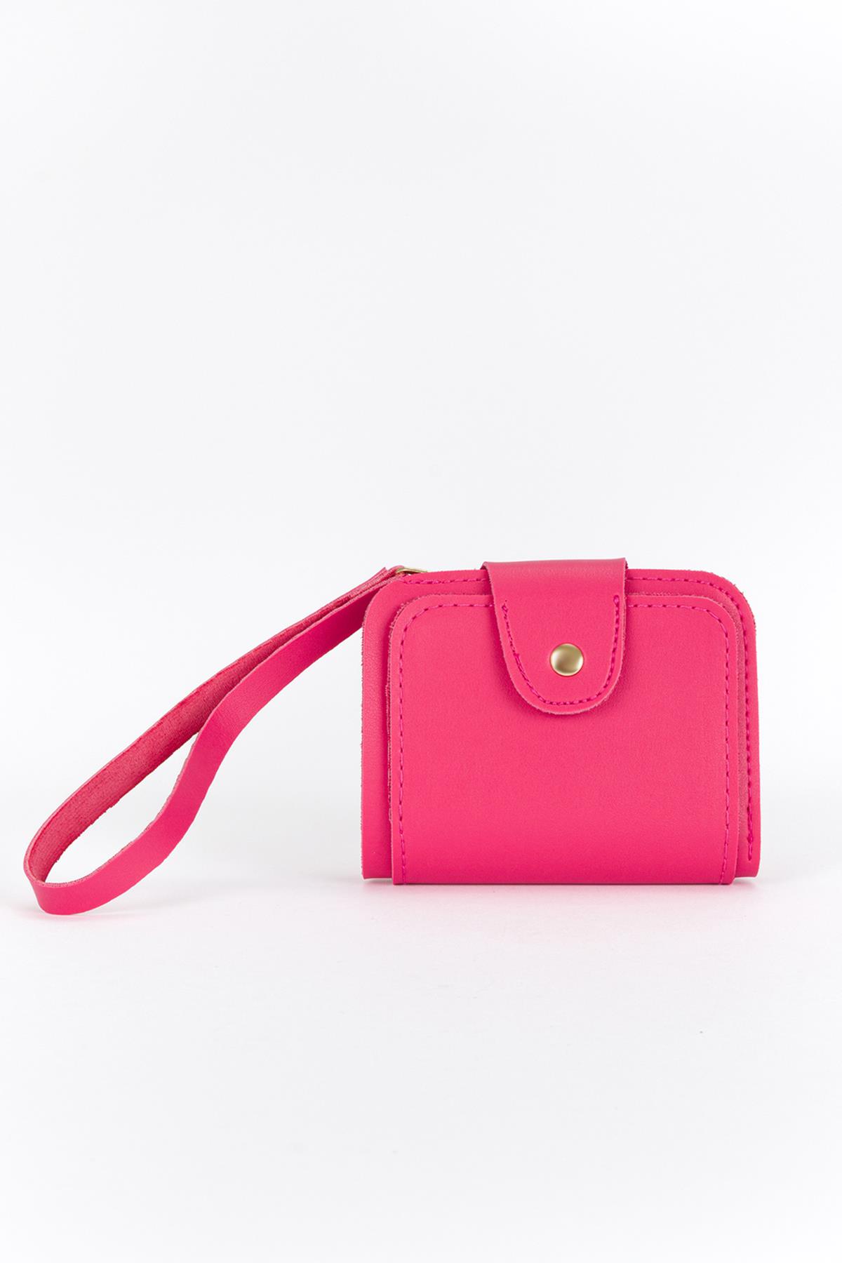 Patlı Kante Kumaş Cüzdan Toz Pembe