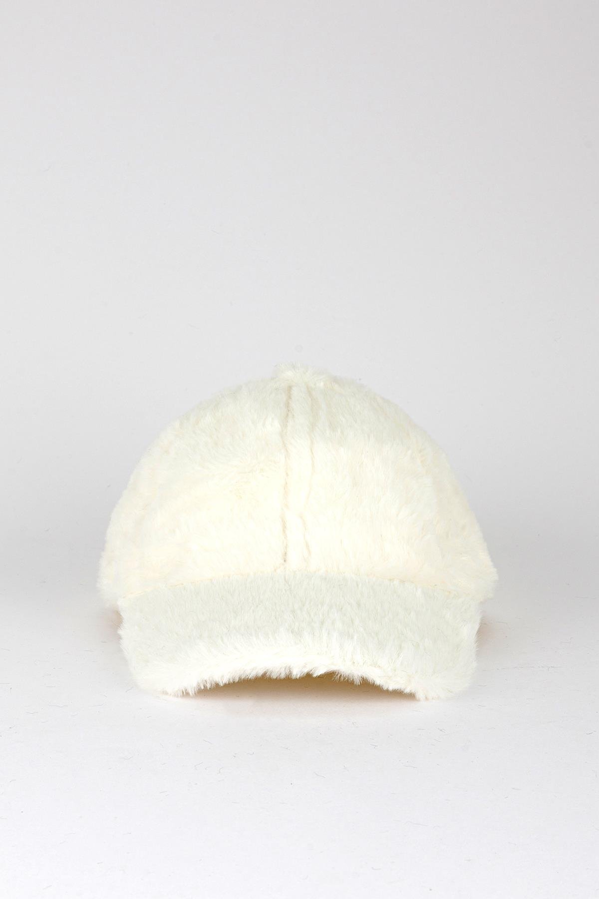 Peluş Şapka Ekru