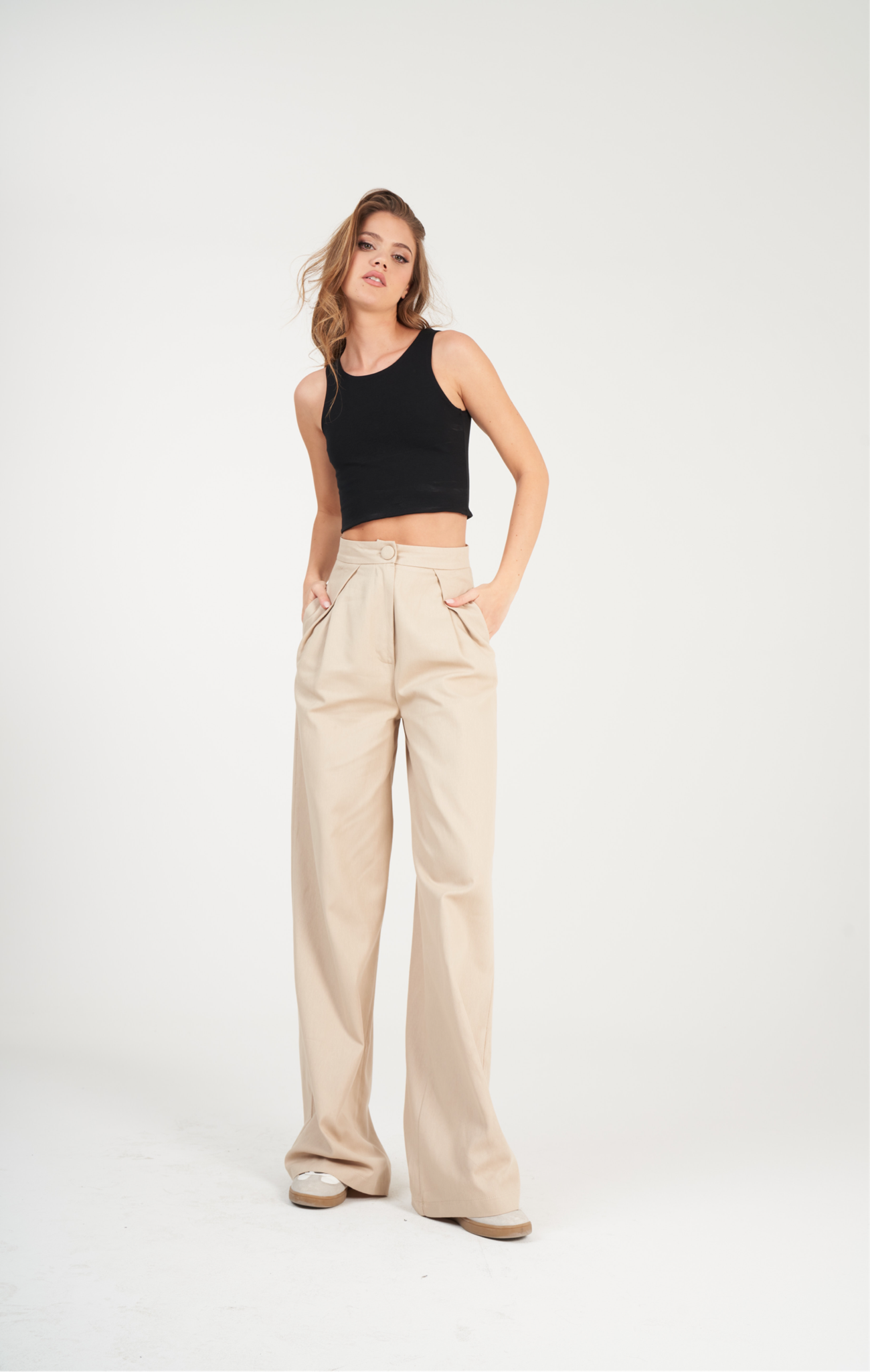 Pile Detaylı Relax Fit Pantolon Vizon