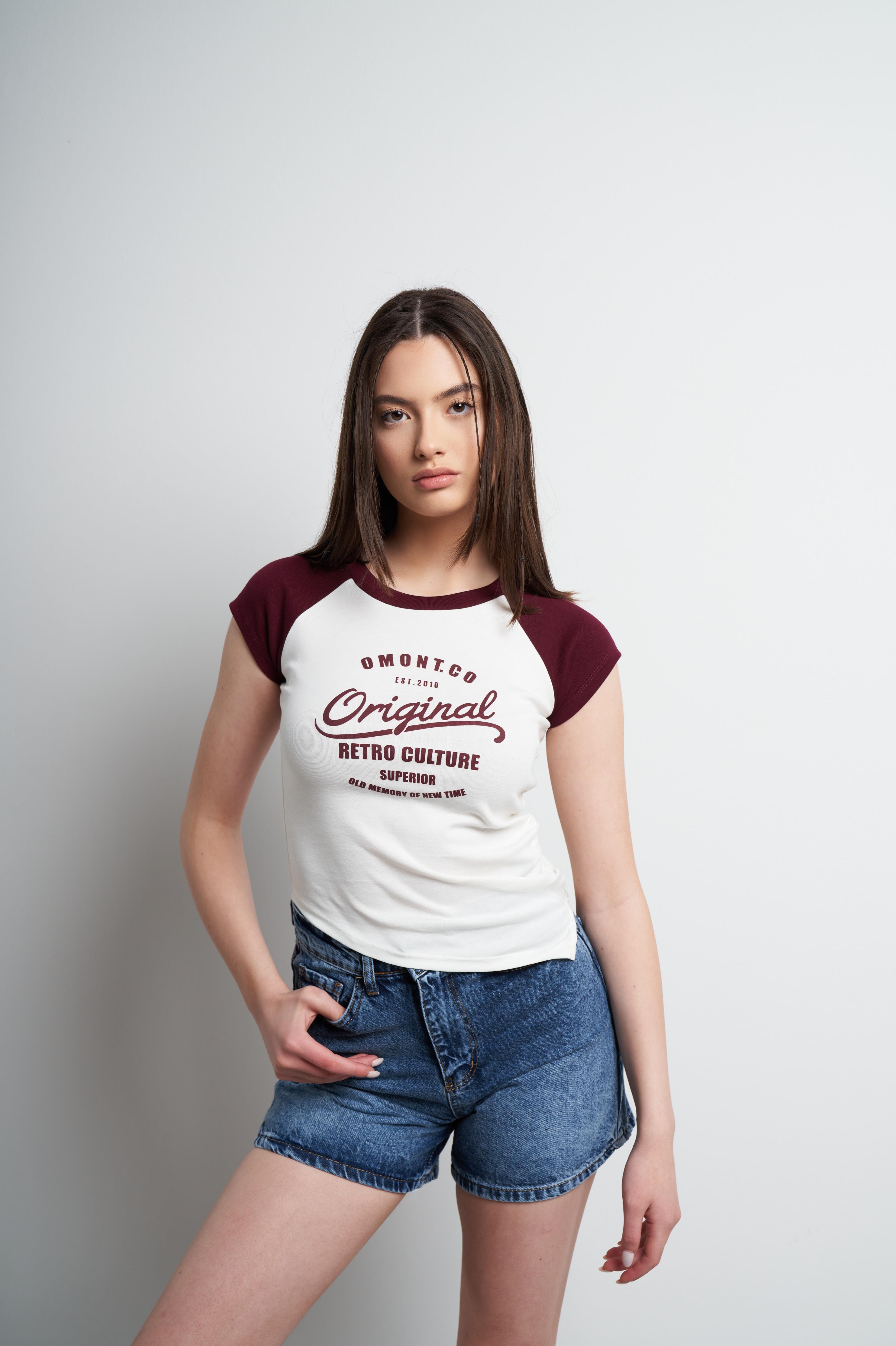 Retro Culture Baskılı Bluz Ekru-Bordo