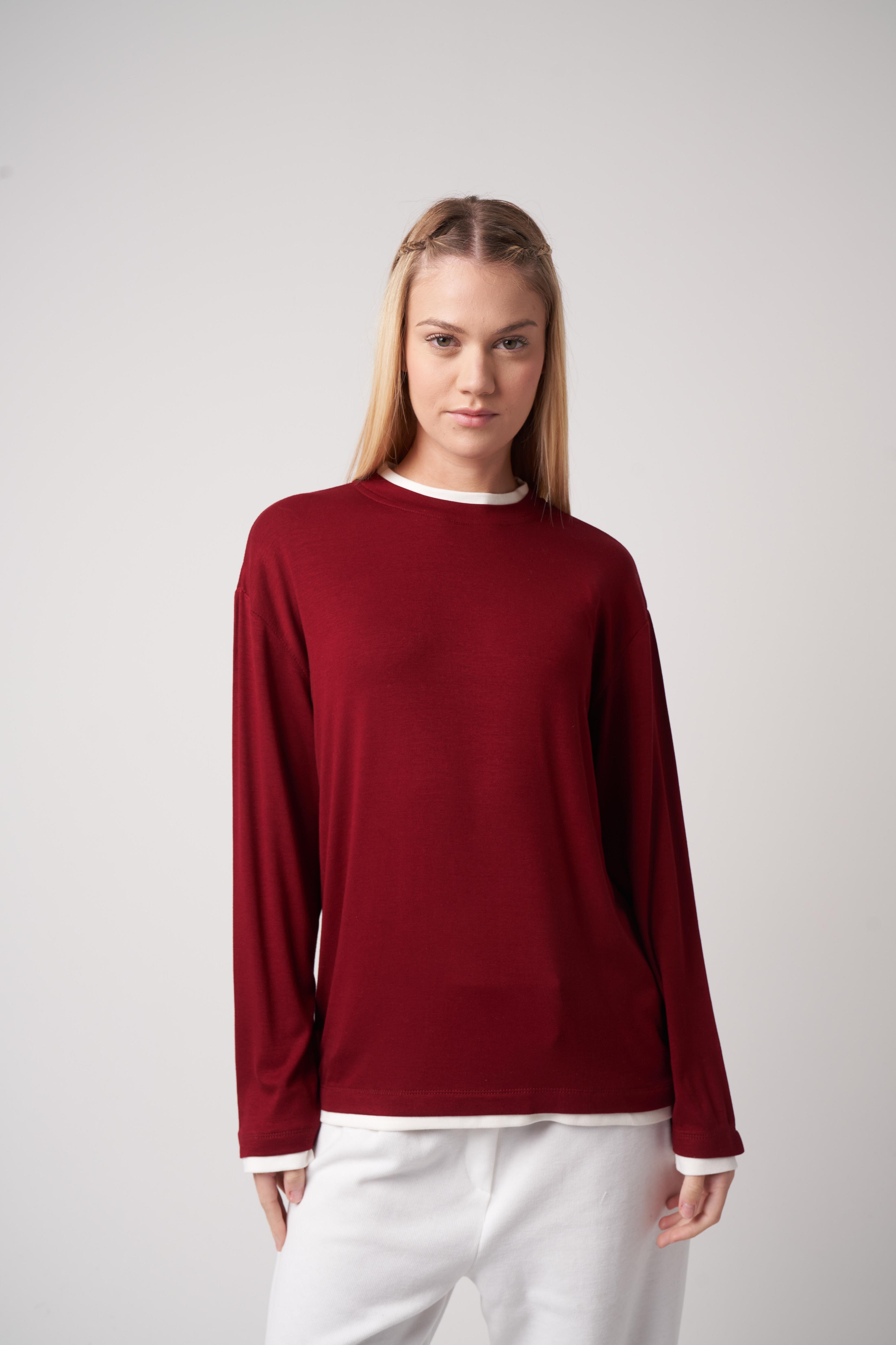 Ribana Detaylı Sweatshirt Bordo