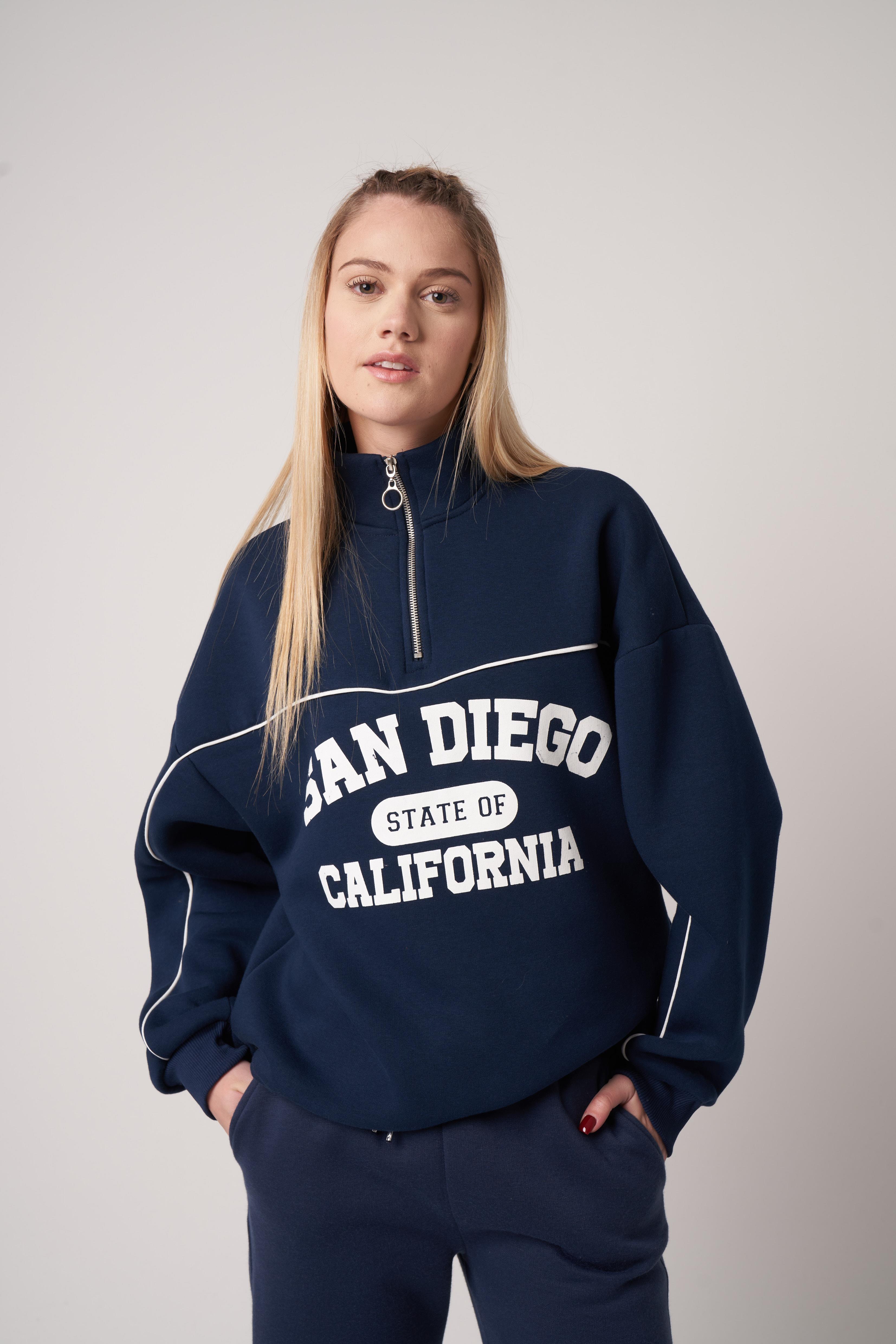 San Diego Baskılı Sweatshirt Lacivert