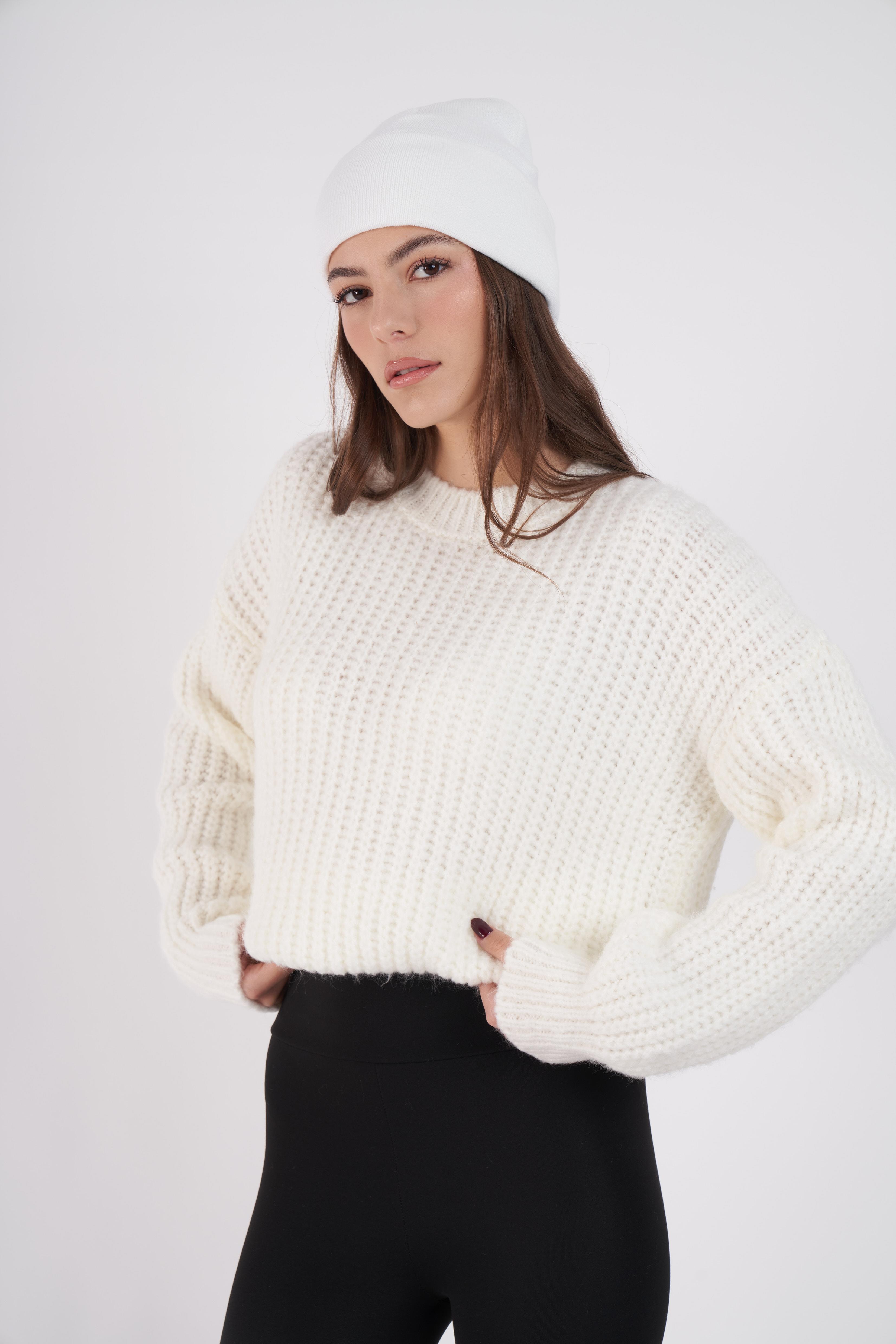 Selanik Örgü Kazak Ekru