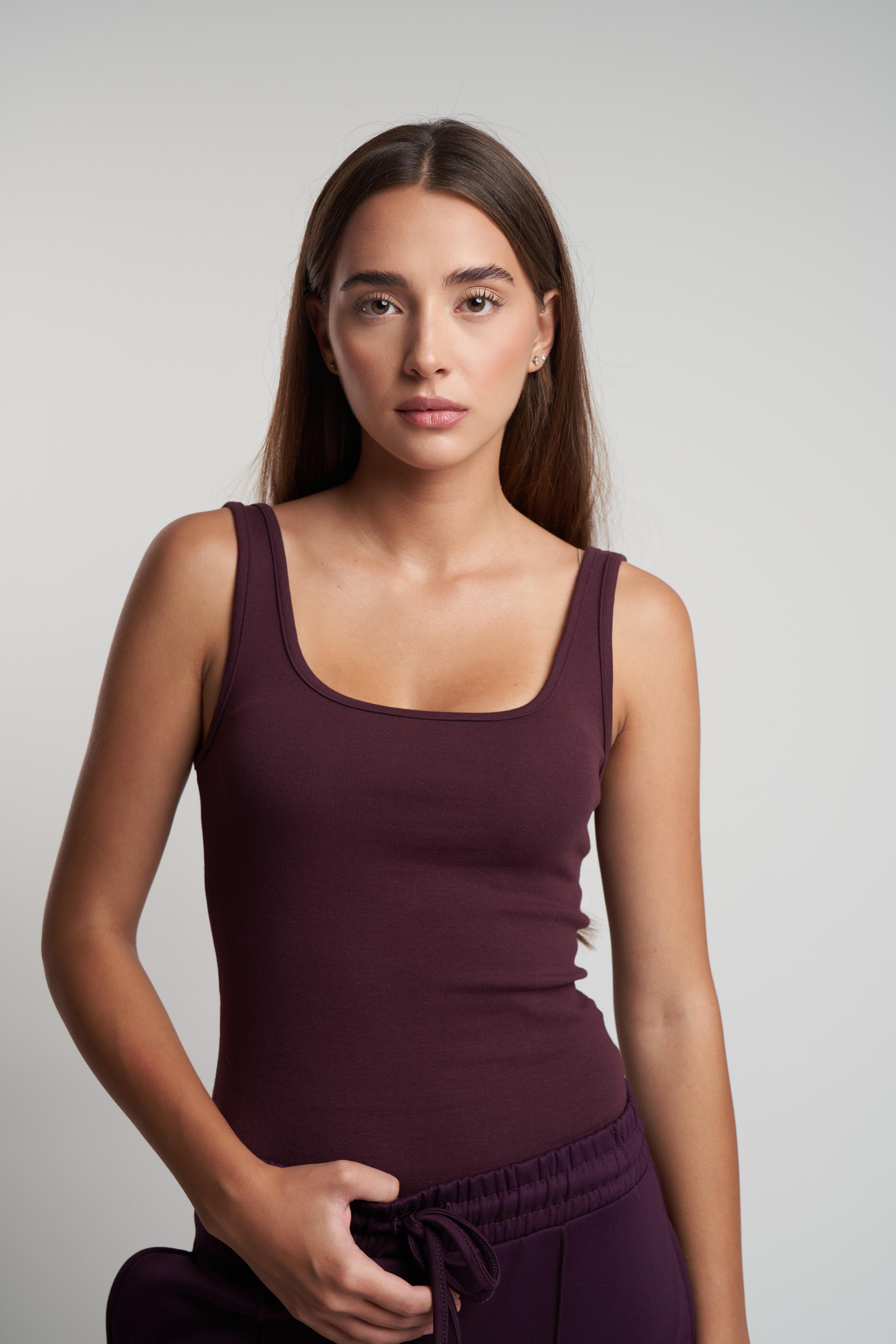 Sıfır Kol Ribana Bluz Mürdüm