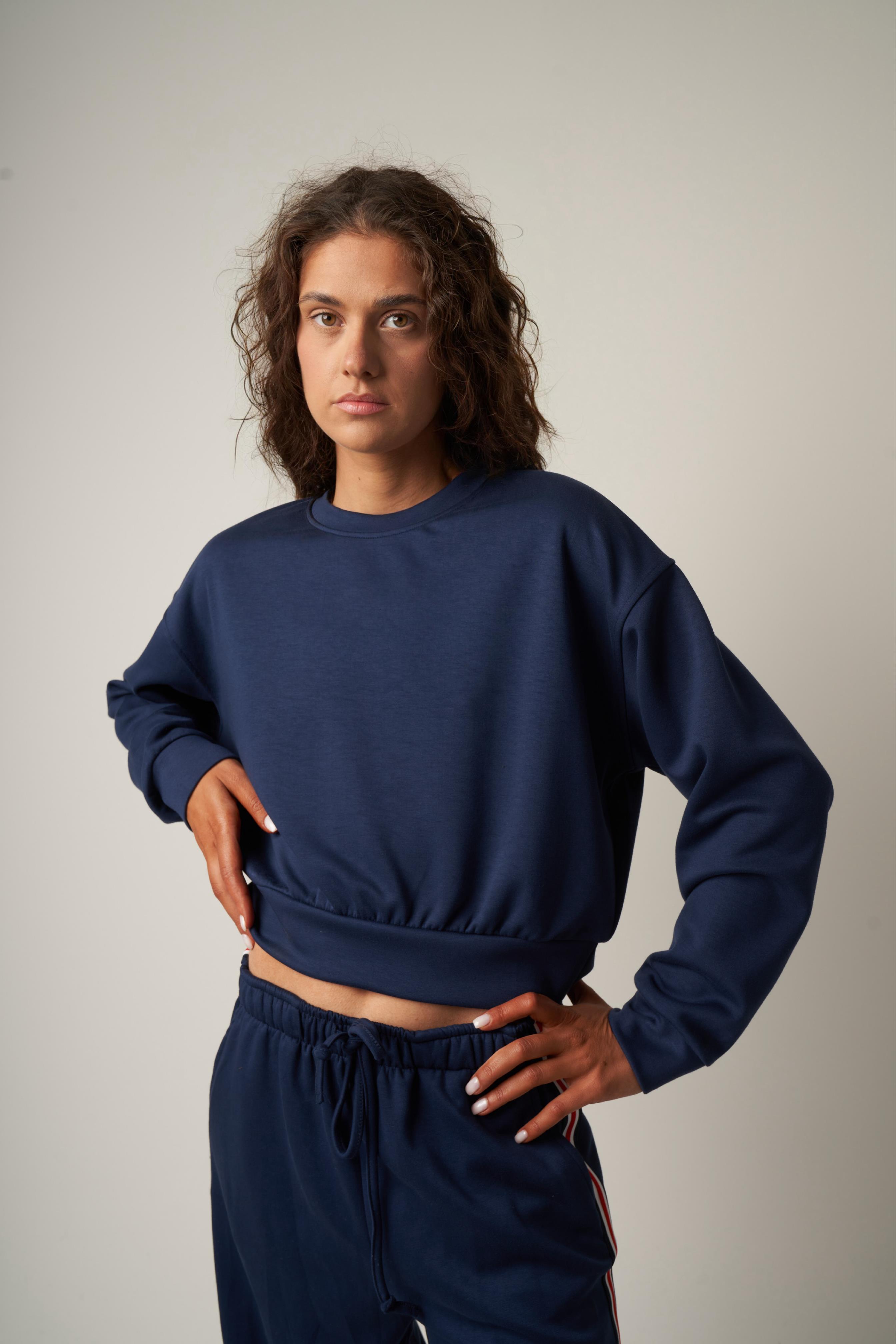 Soft Touch Kısa Sweatshirt Lacivert