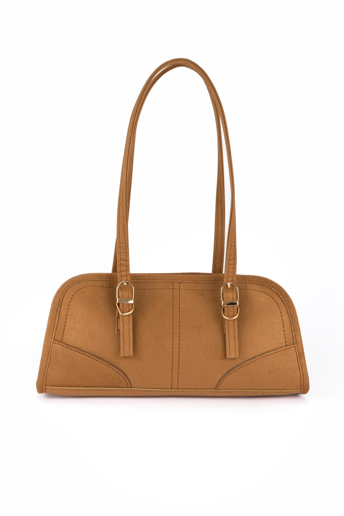 Süet Baget Omuz Çantası Taba