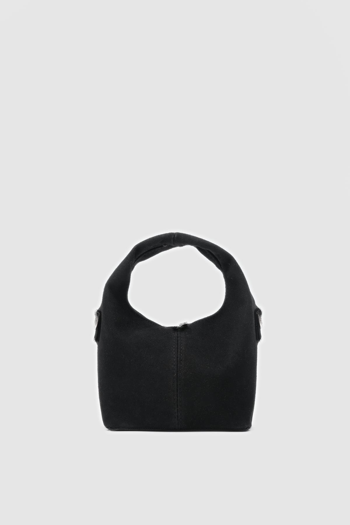 Süet Minimal Çapraz Çanta Siyah