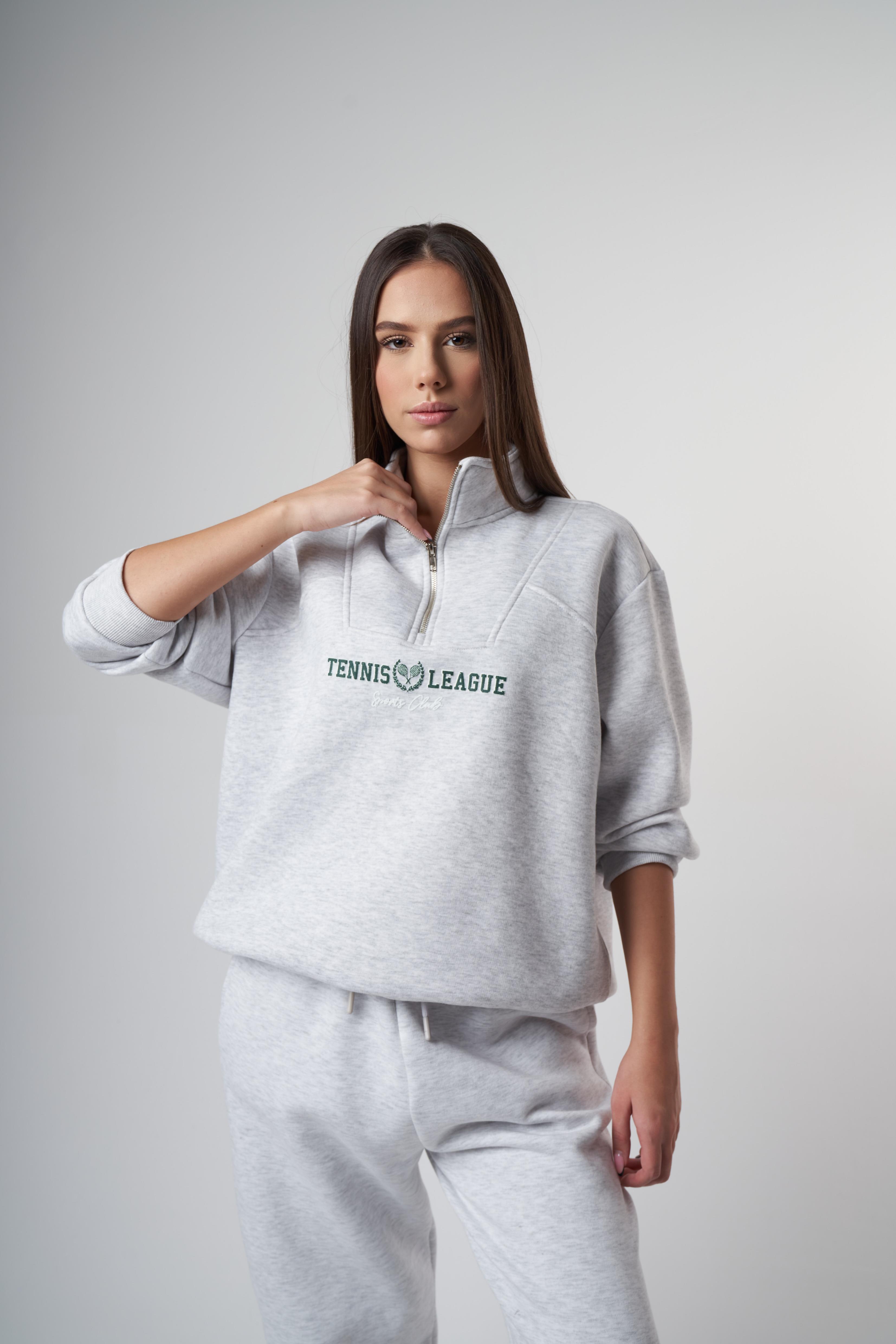 Tennis League Baskılı Şardonlu Sweatshirt Karmelanj