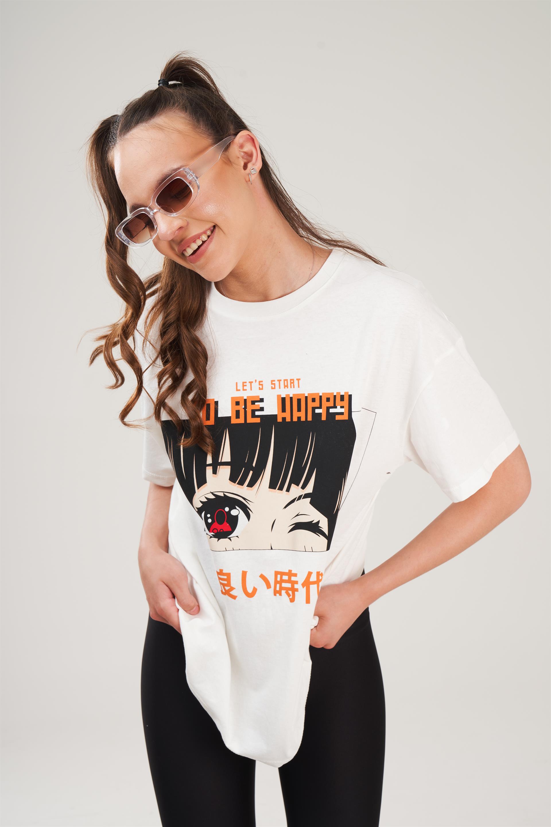 To Be Happy Baskılı T-shirt
