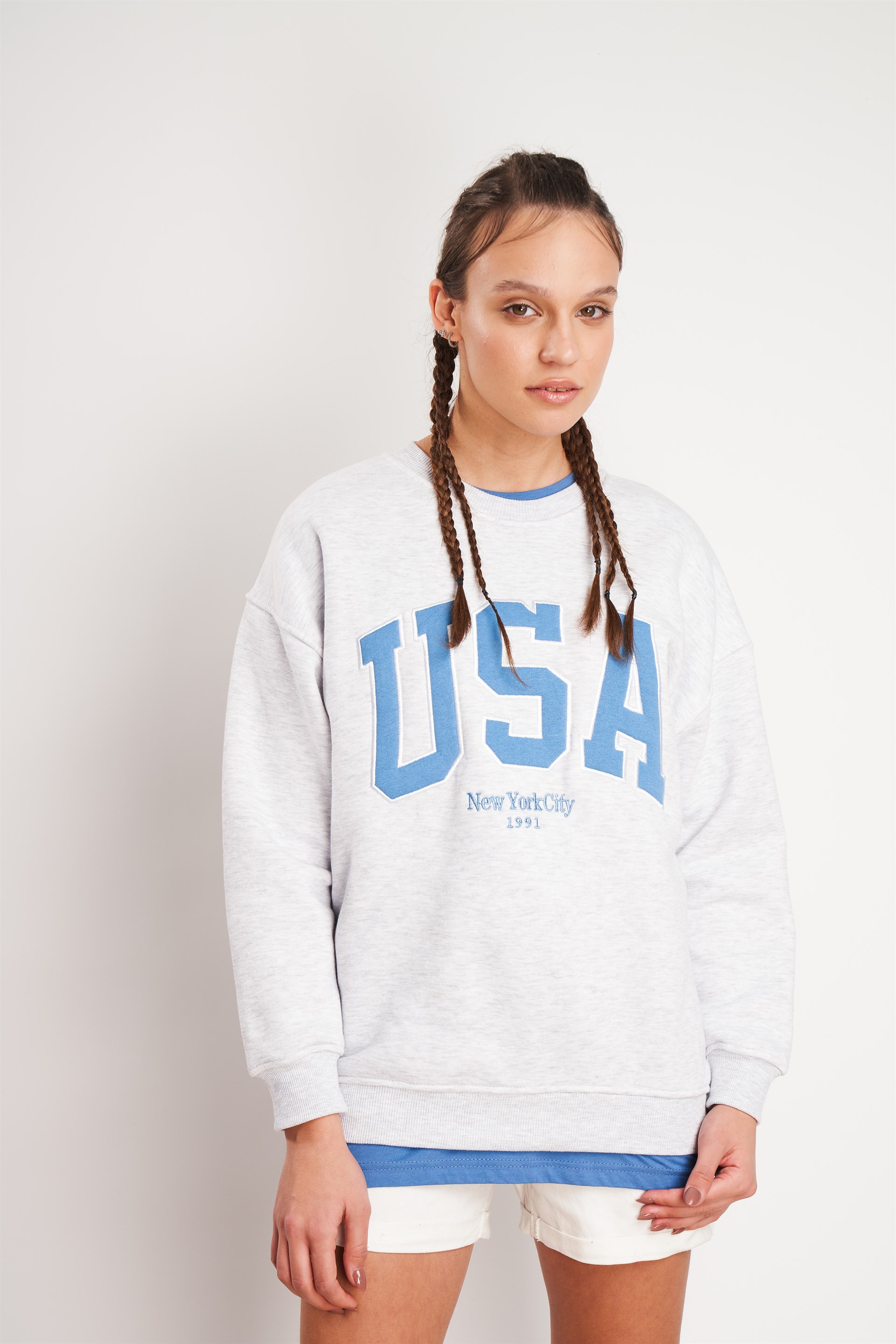 USA Baskılı Sweatshirt