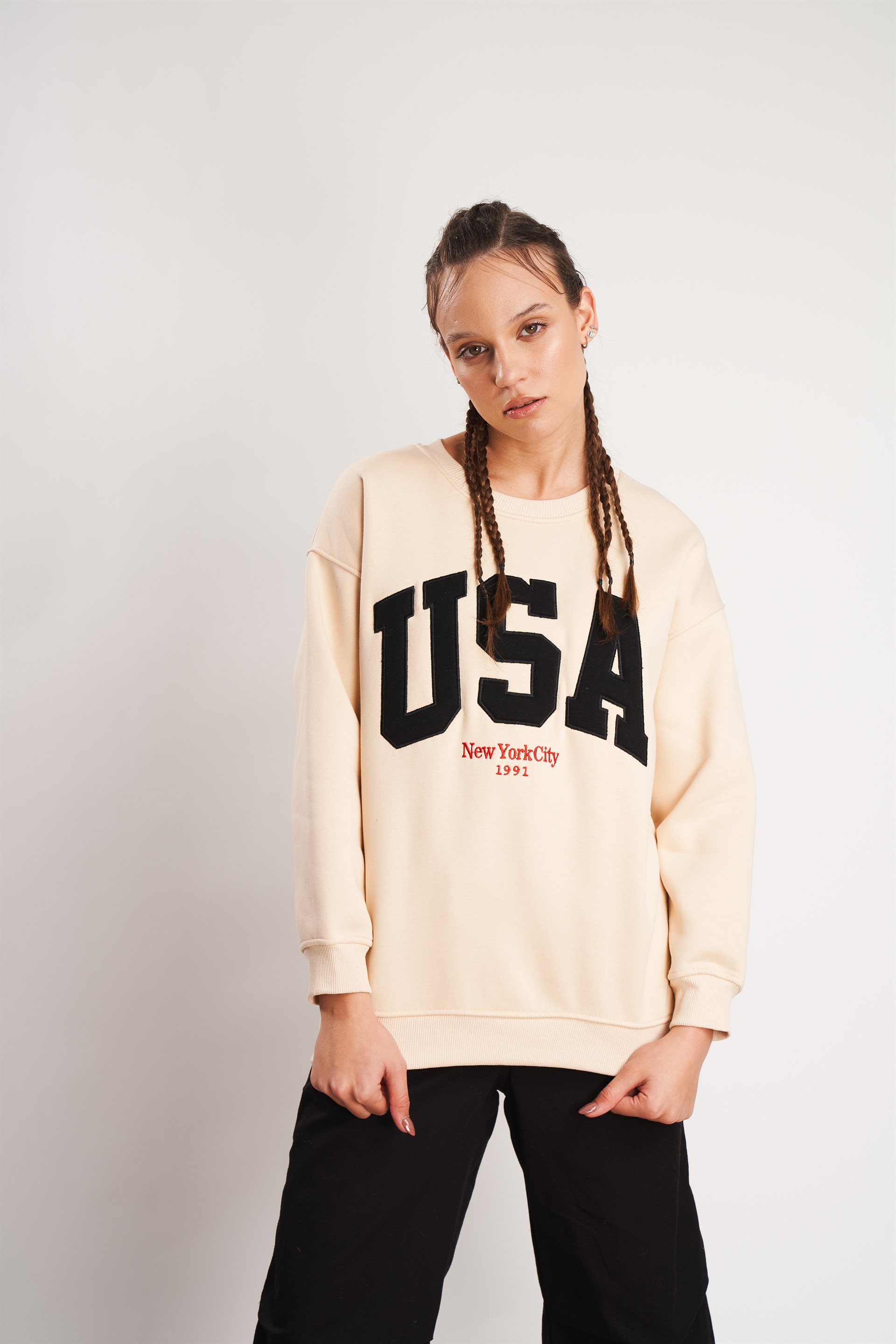 USA Baskılı Sweatshirt