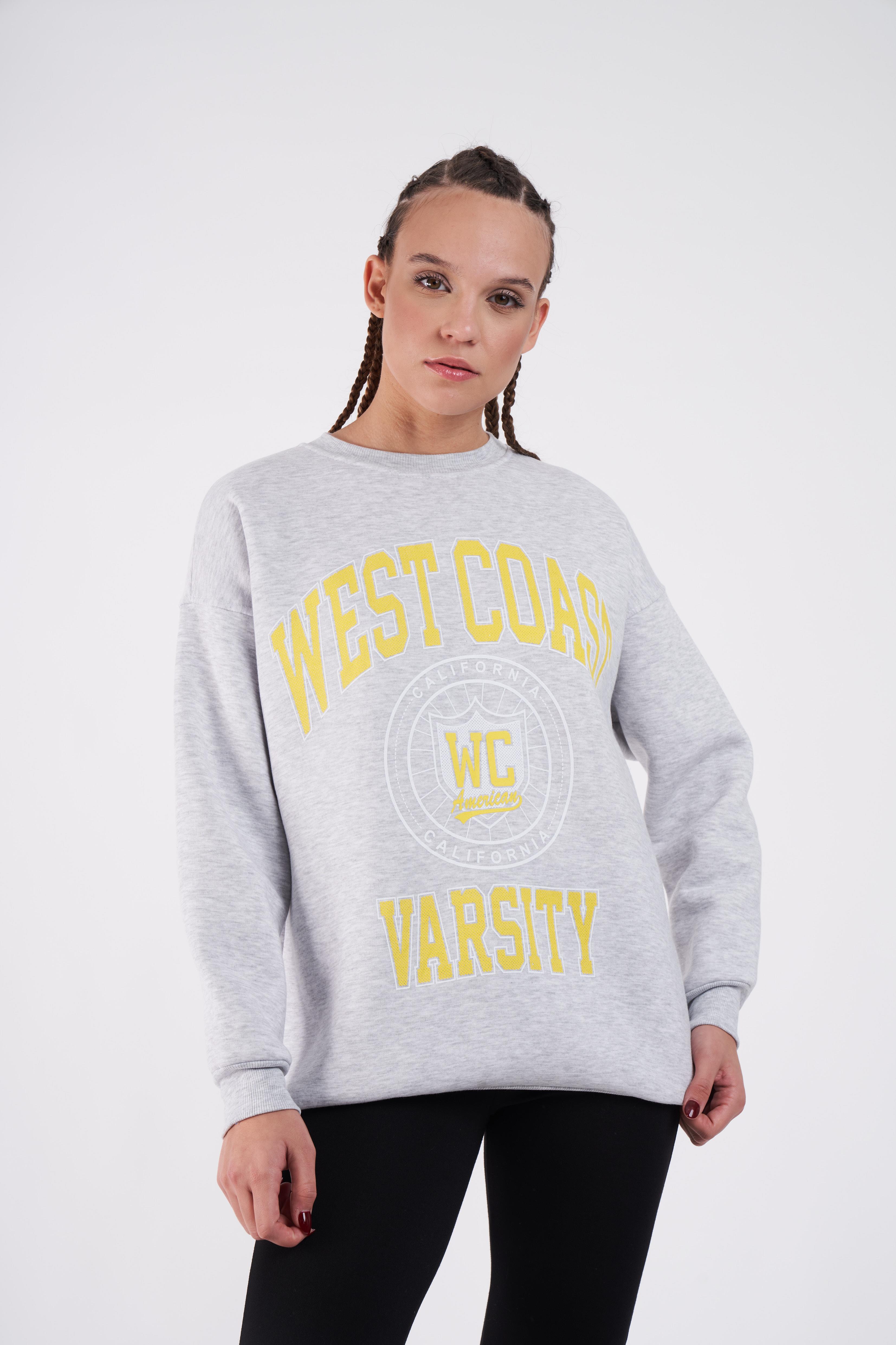 West Coast Baskılı Oversize Sweatshirt Karmelanj