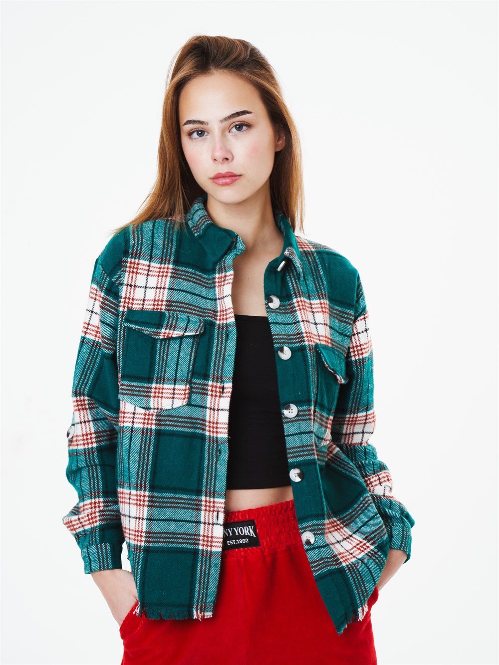 Yakalı Ekose Gömlek Ceket