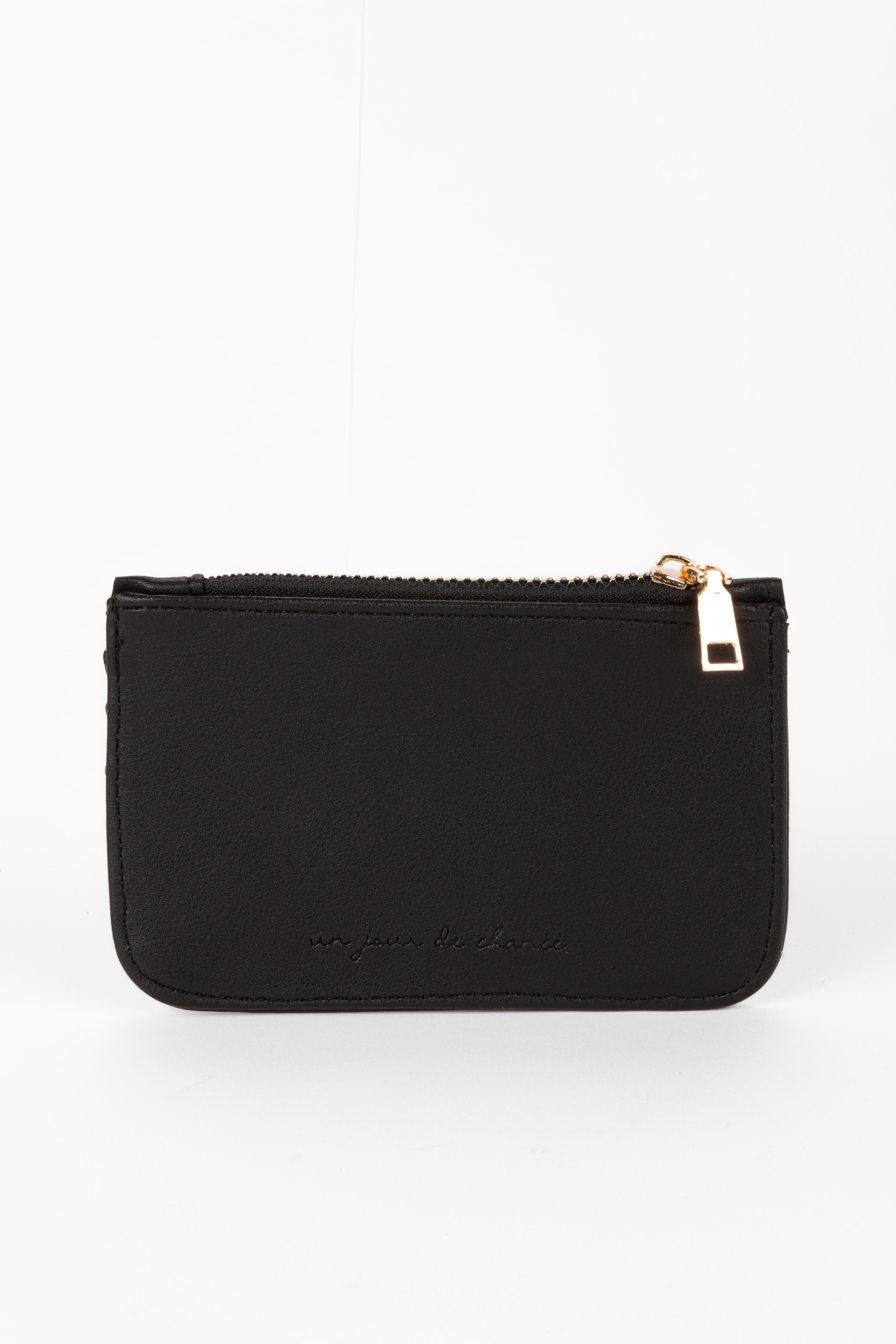 Yan Fermuarlı Kartlık Siyah