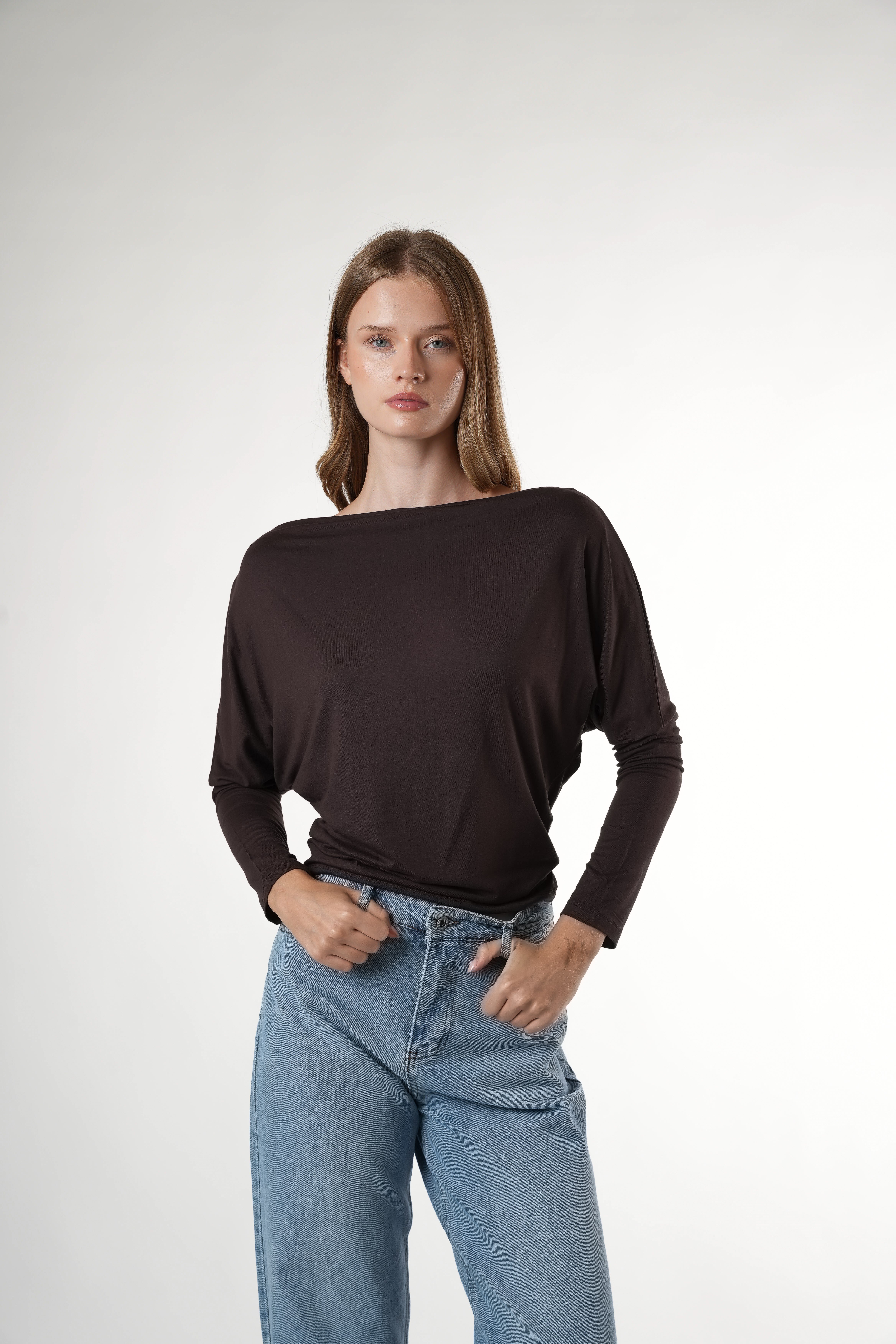 Yarasa Kol Basic Bluz Acı Kahve