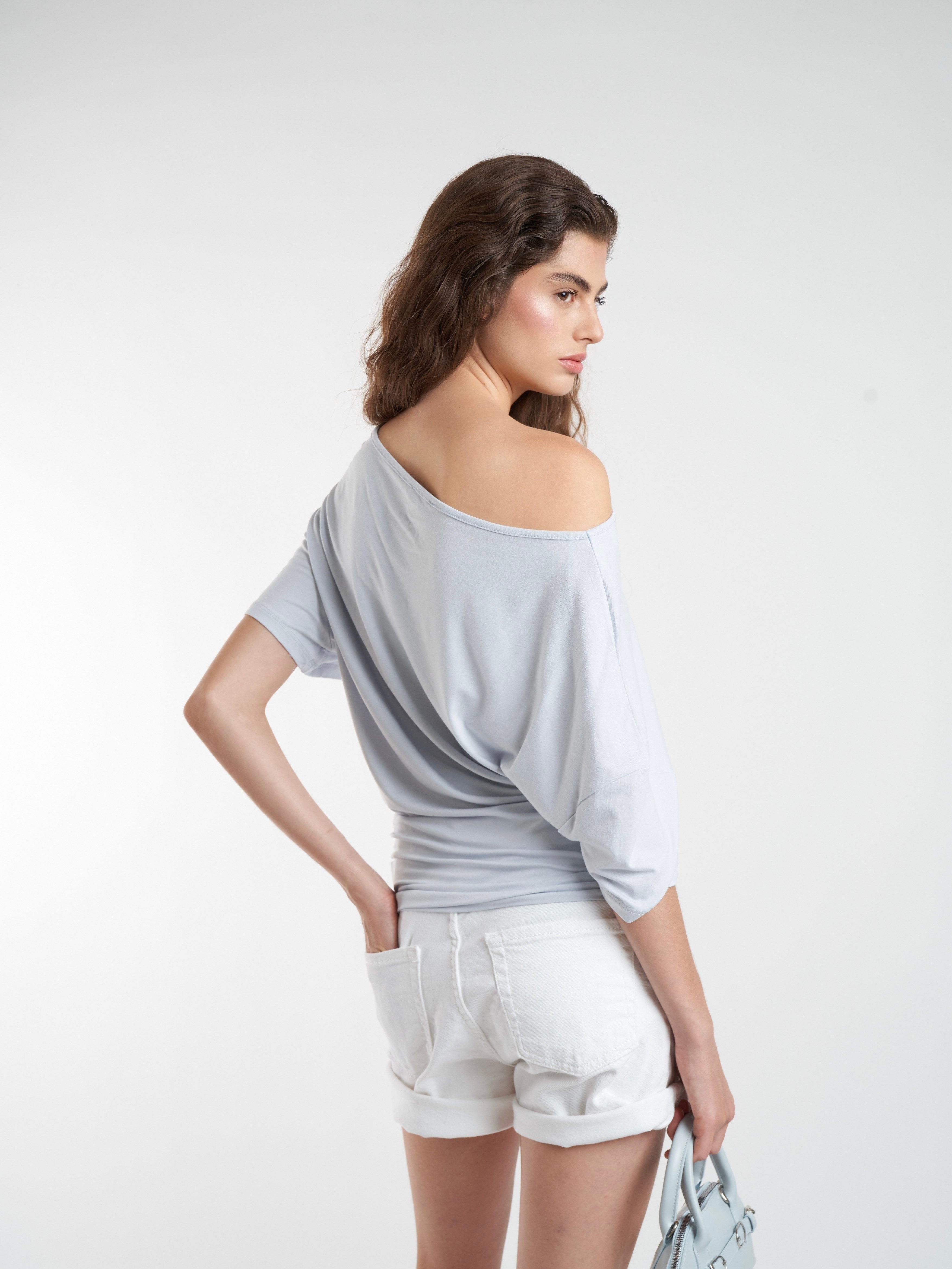 Yarasa Kol Basic Bluz Bebe Mavi