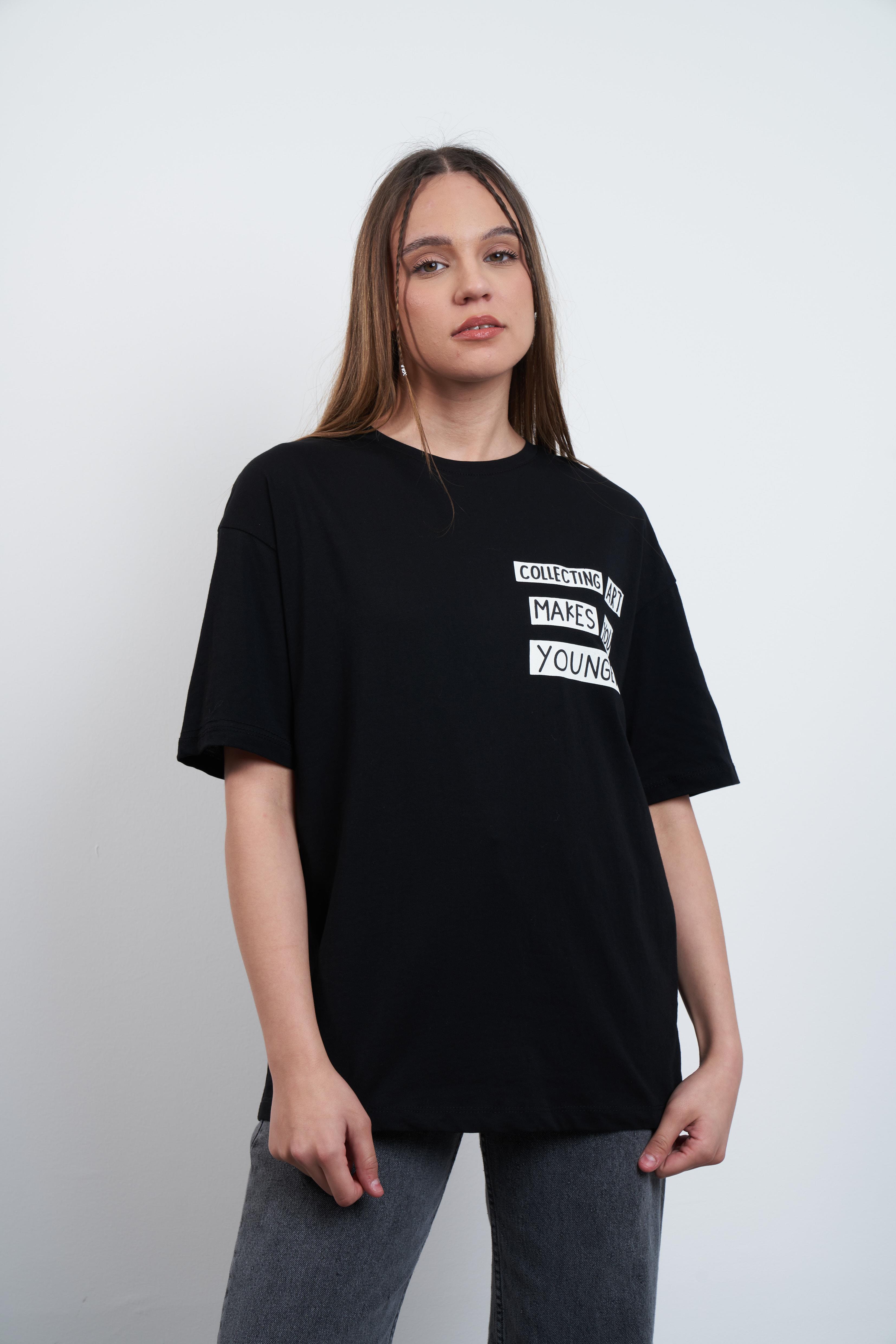 Yazı Baskılı T-shirt Siyah
